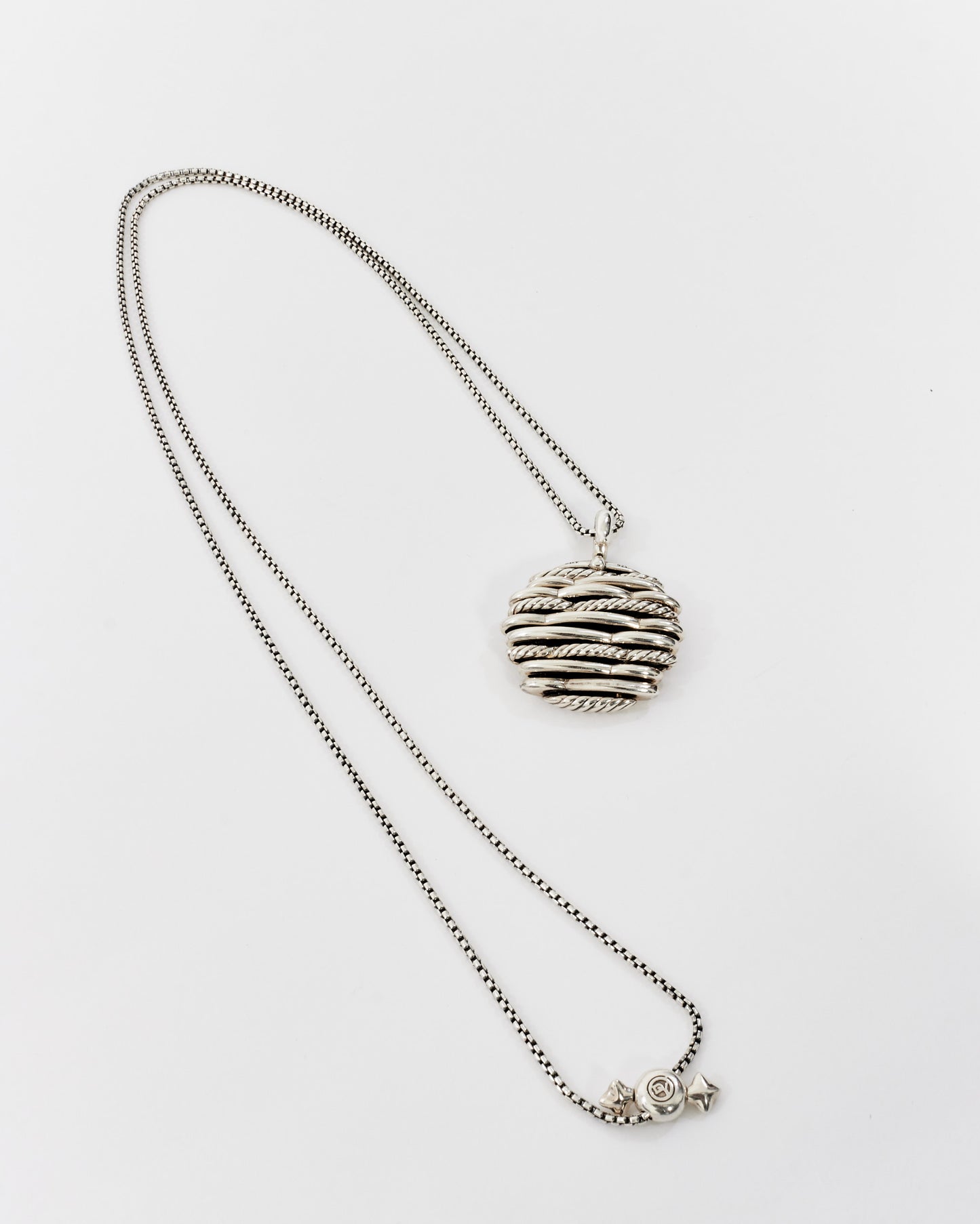 David Yurman Sterling Silver & Diamonds Tides Pendant Adjustable Necklace