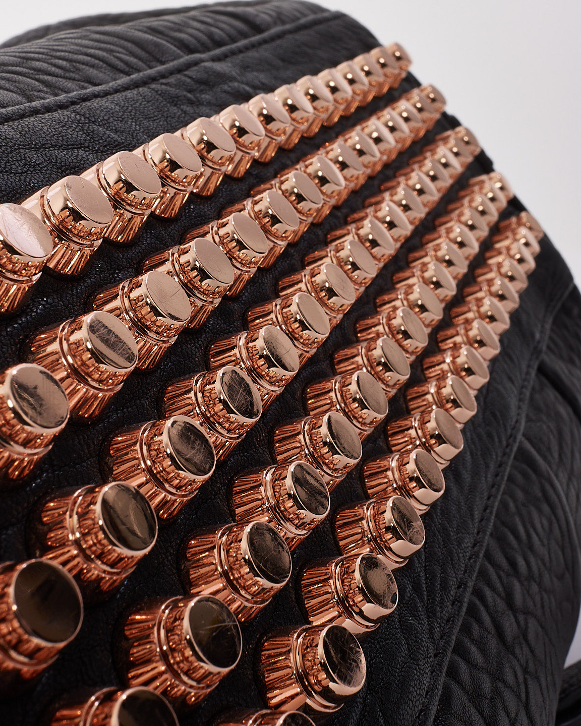 Alexander Wang Black Pebble Lambskin & Rose Gold Studded Rocco Bag