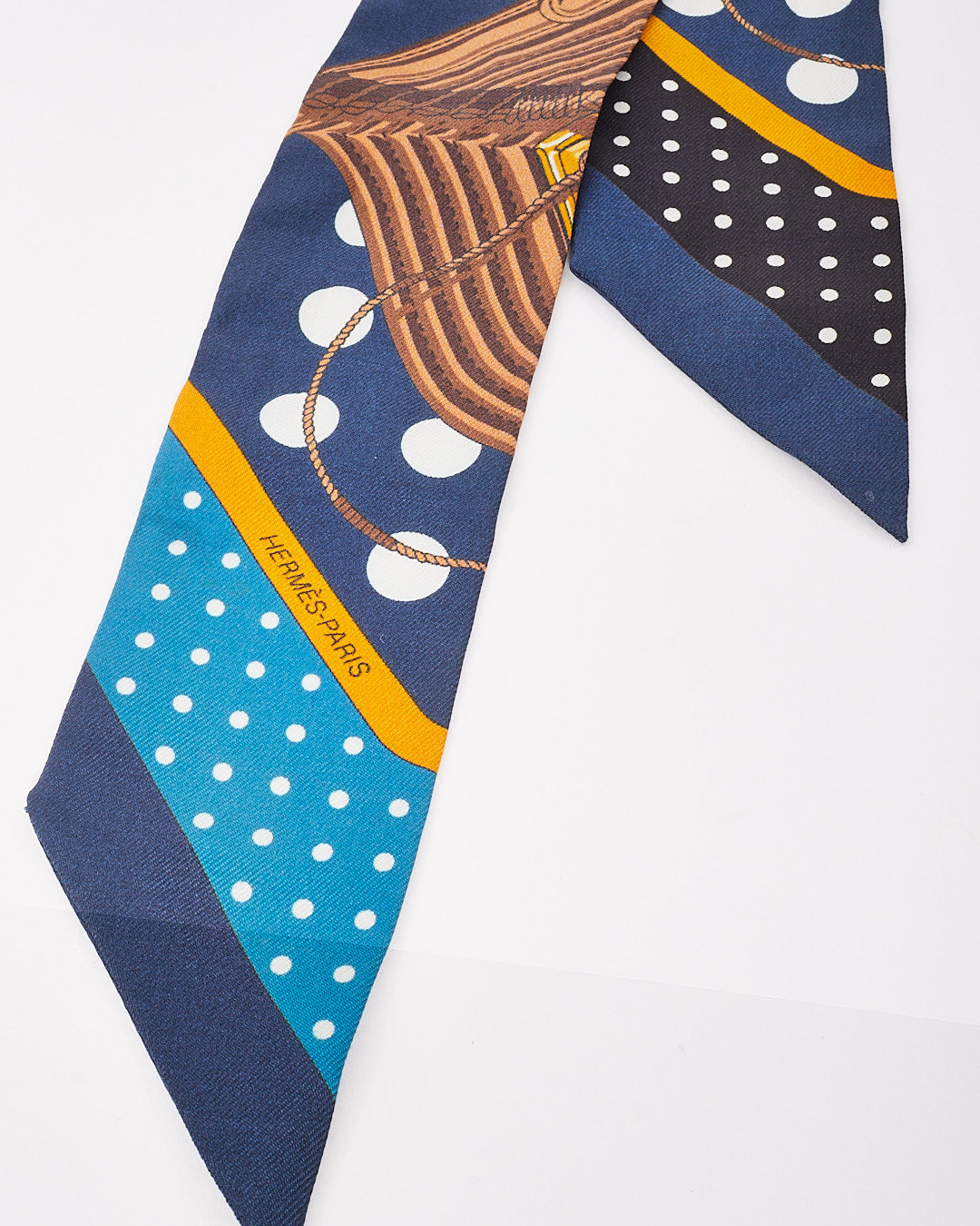 Hermès Navy Blue & Black Multi Dot Twilly