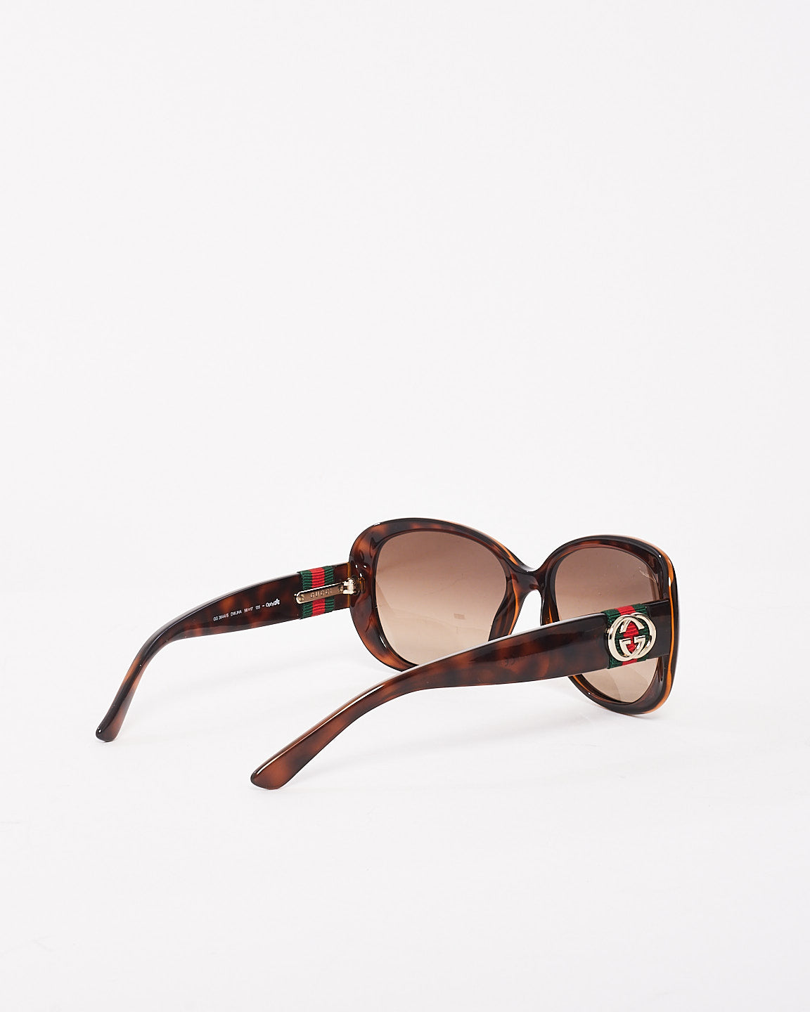 Gucci Brown Tortoise Green Red Logo Oversize Sunglasses GG3644/S