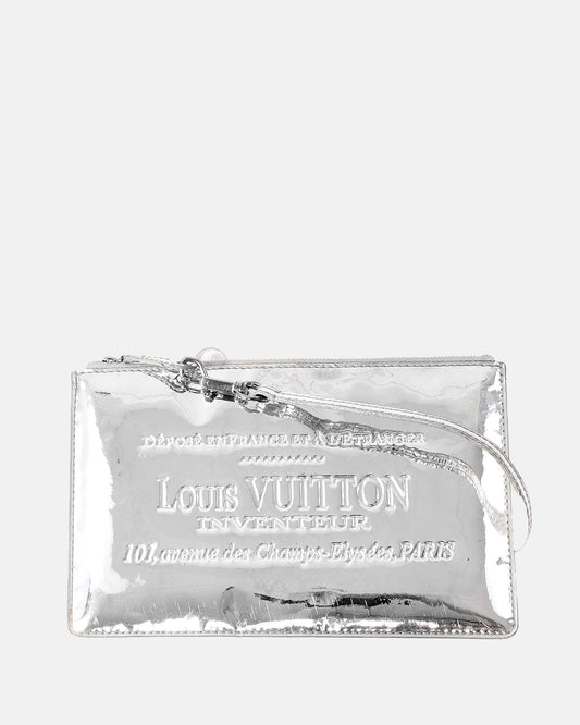Louis Vuitton Silver Miroir Inventeur Pochette Plat Silver