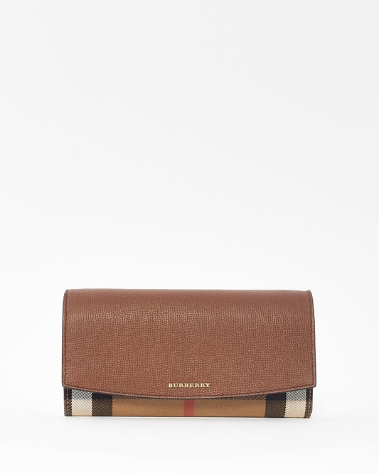 Burberry Check Canvas & Brown Leather Henley Wallet On Chain