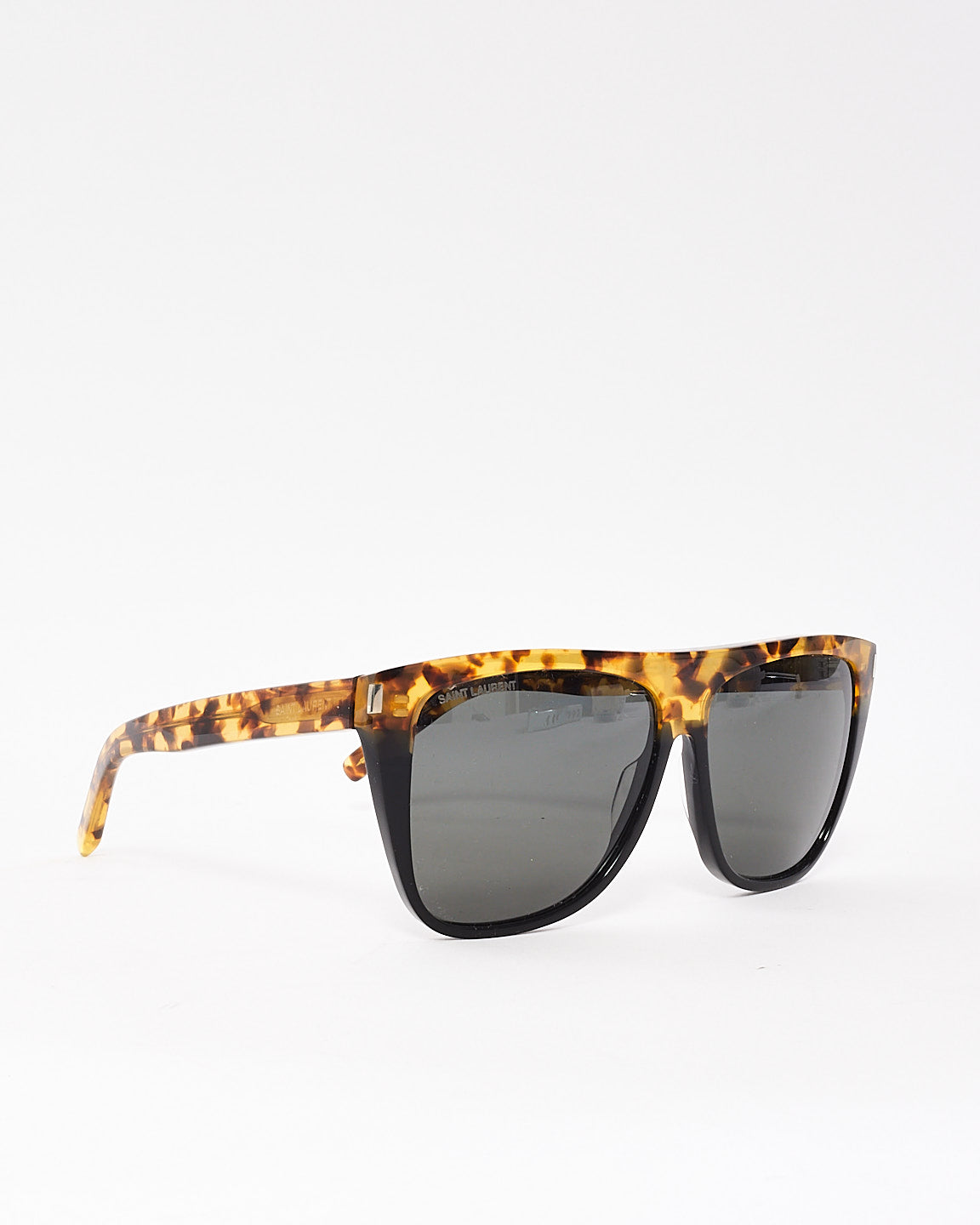 Saint Laurent Black & Tortoise Flat Top SL1 Sunglasses