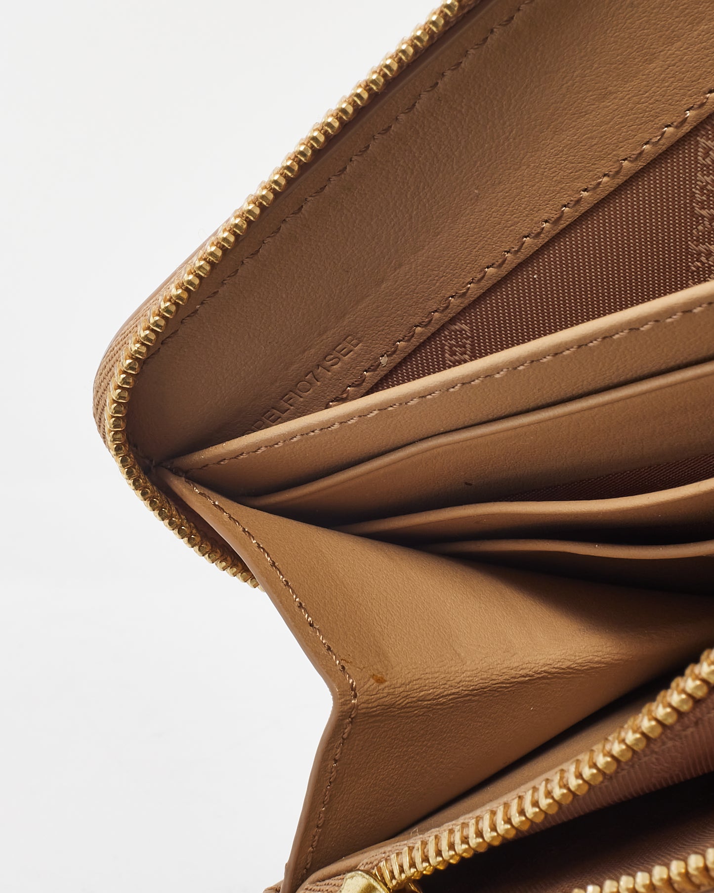 Burberry Beige Haymarket Check Leather Long Zip Around Wallet