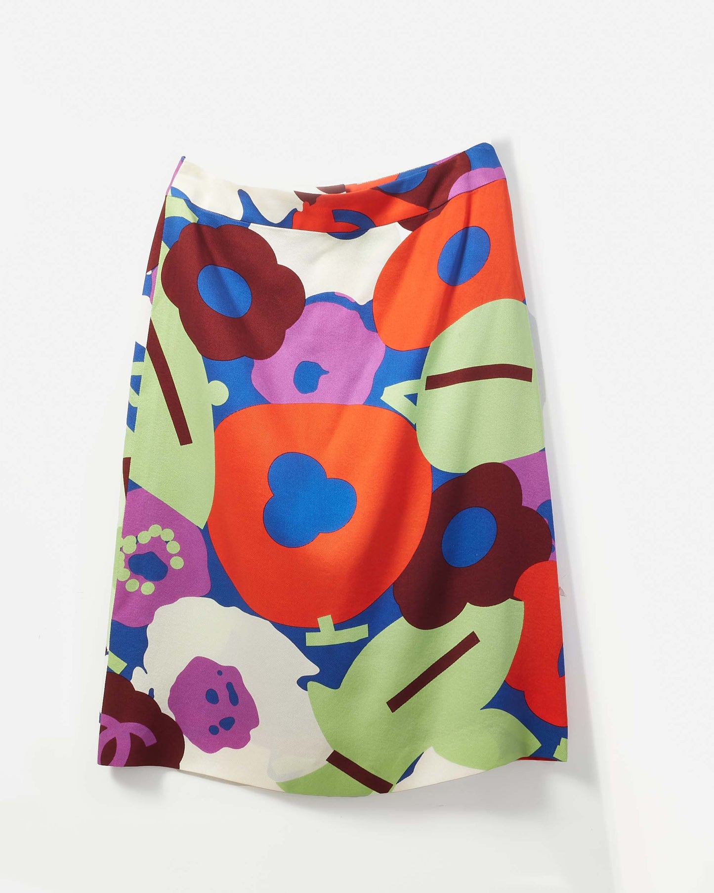 Chanel Vintage Lime Green Tweed Blazer & Multicolor Flower Skirt Suit Set - 34