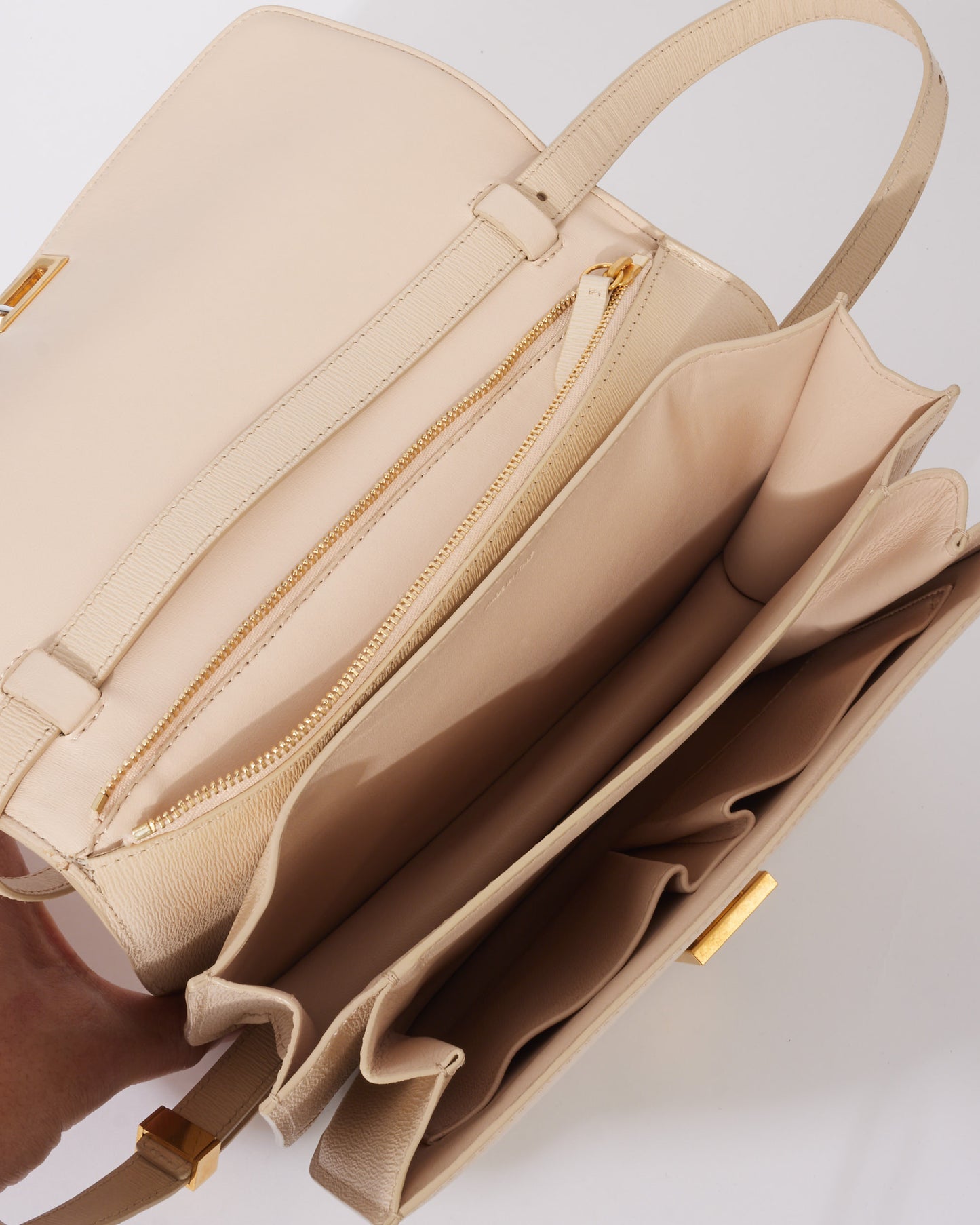 Celine Light Beige Calfskin Leather Box Bag