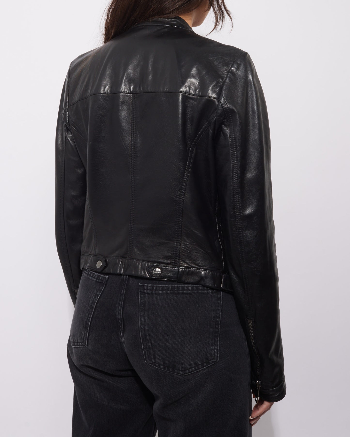 Burberry Black Vintage Leather Moto Jacket - 8