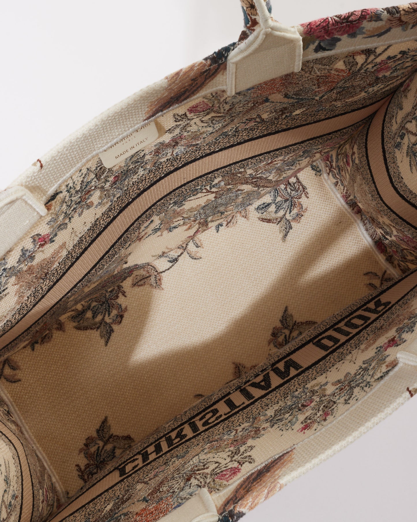 Dior White Canvas "Jardin D'Hiver" Large Book Tote