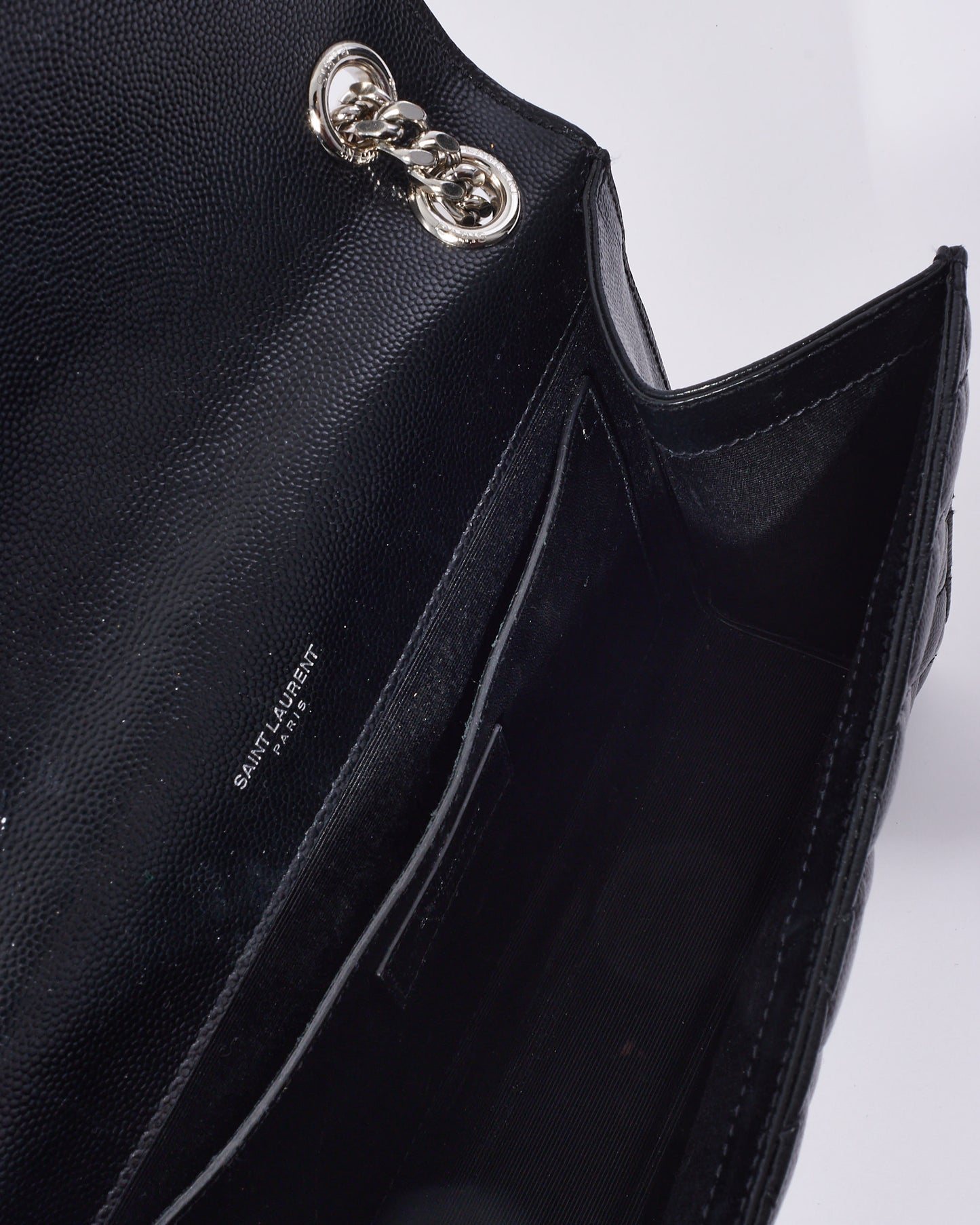 Saint Laurent Black Grain De Poudre Leather Medium Envelope Bag