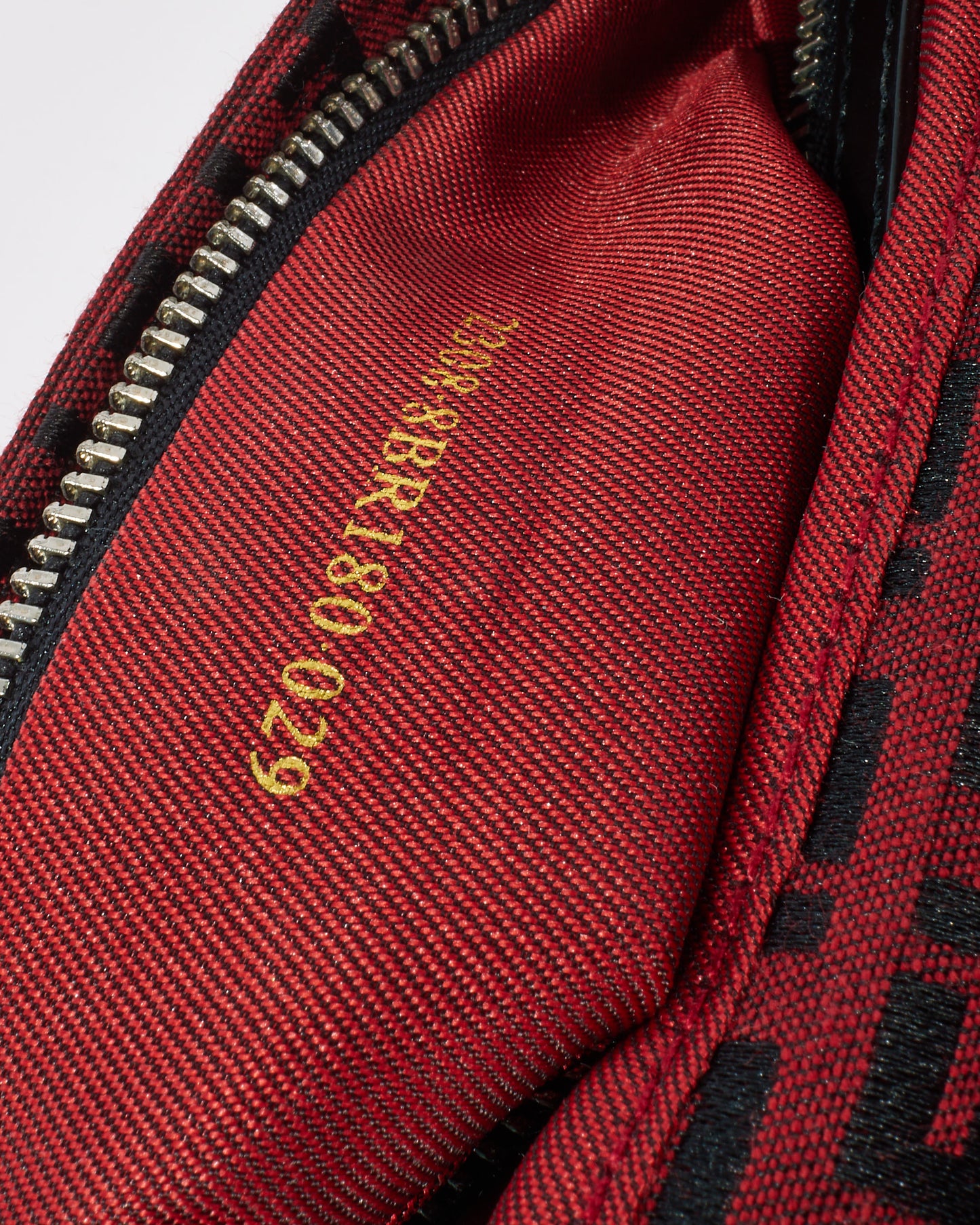 Fendi Vintage Red & Black Zucchino Mini Mama Baguette Bag