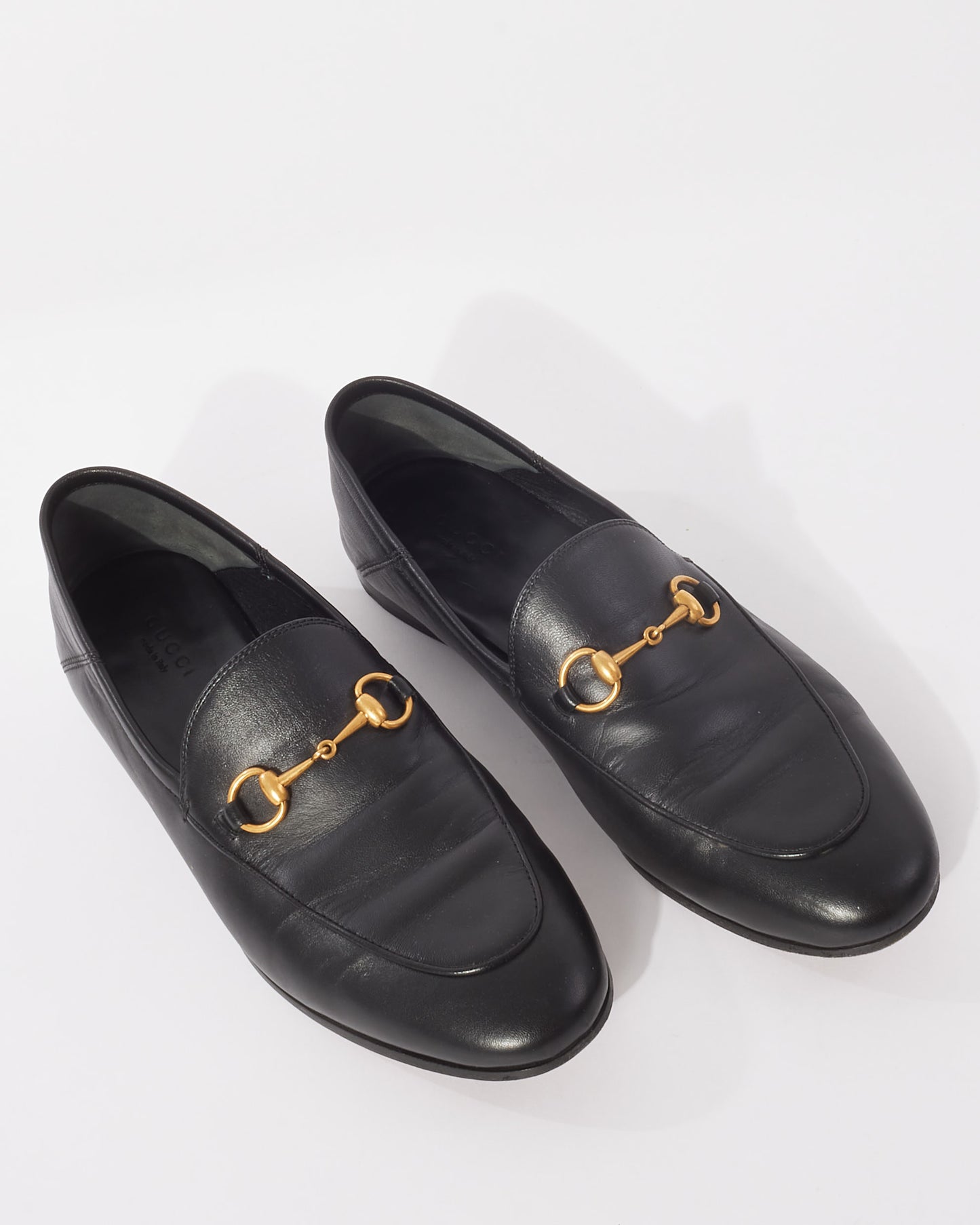 Gucci Black Leather Jordaan Loafers - 39