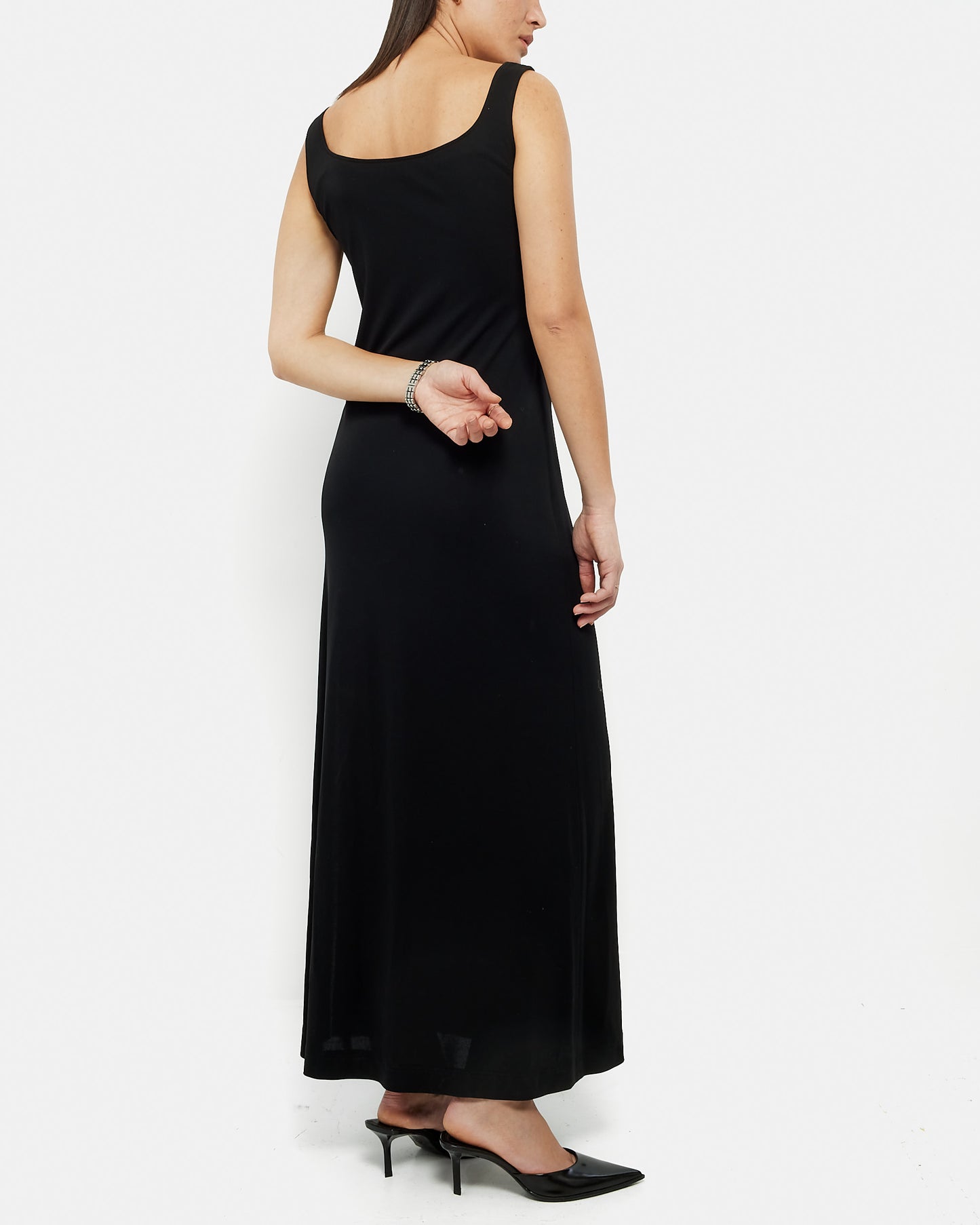 Escada Vintage "Margaretha Ley" Black A-Line Maxi Tank Dress with Slit - 38