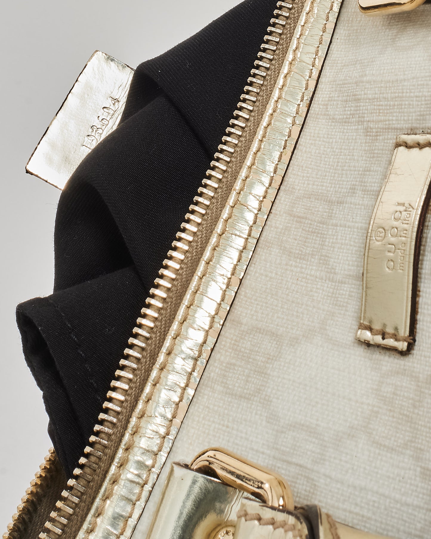 Gucci Beige & Cream GG Supreme Canvas & Gold Leather Mini Joy Boston Bag