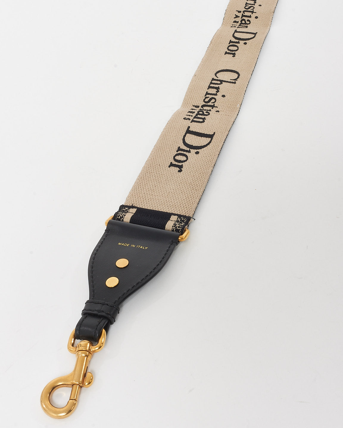Dior Black & Cream Logo Embroidered Guitar Strap