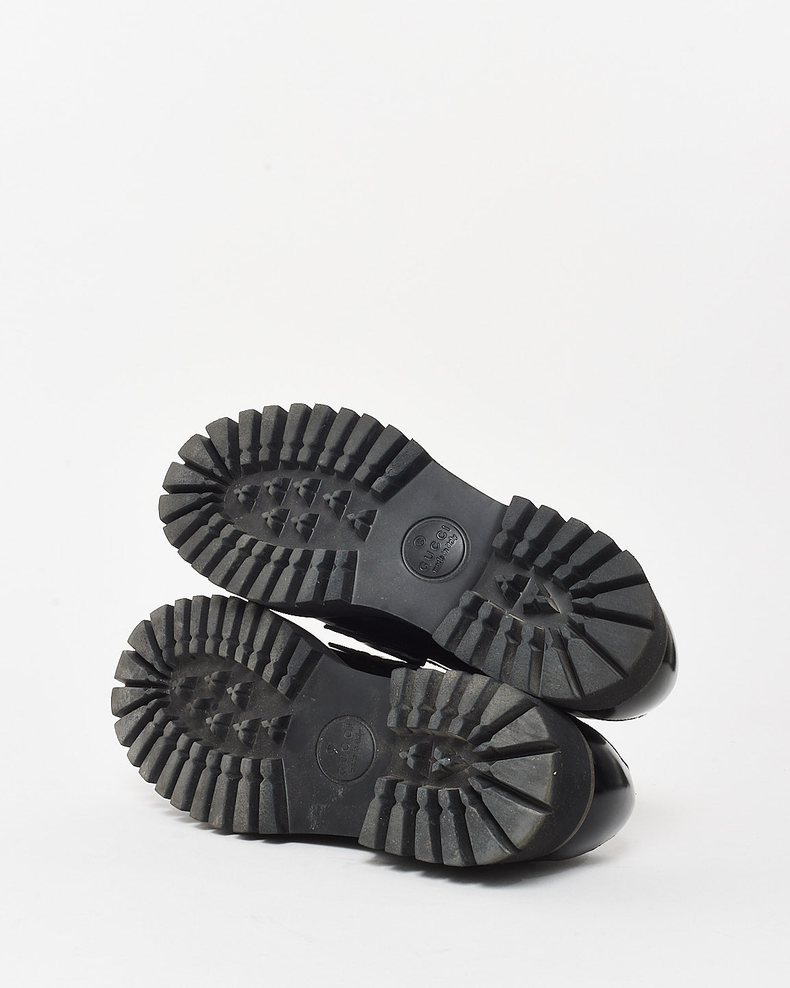 Gucci Black Leather Chunky Lug Sole Horsebit Loafers - 40