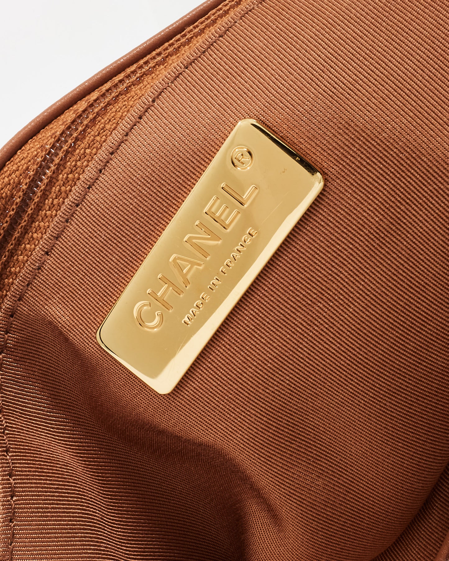 Chanel Camel Brown Lambskin Leather Chanel 19 Bag