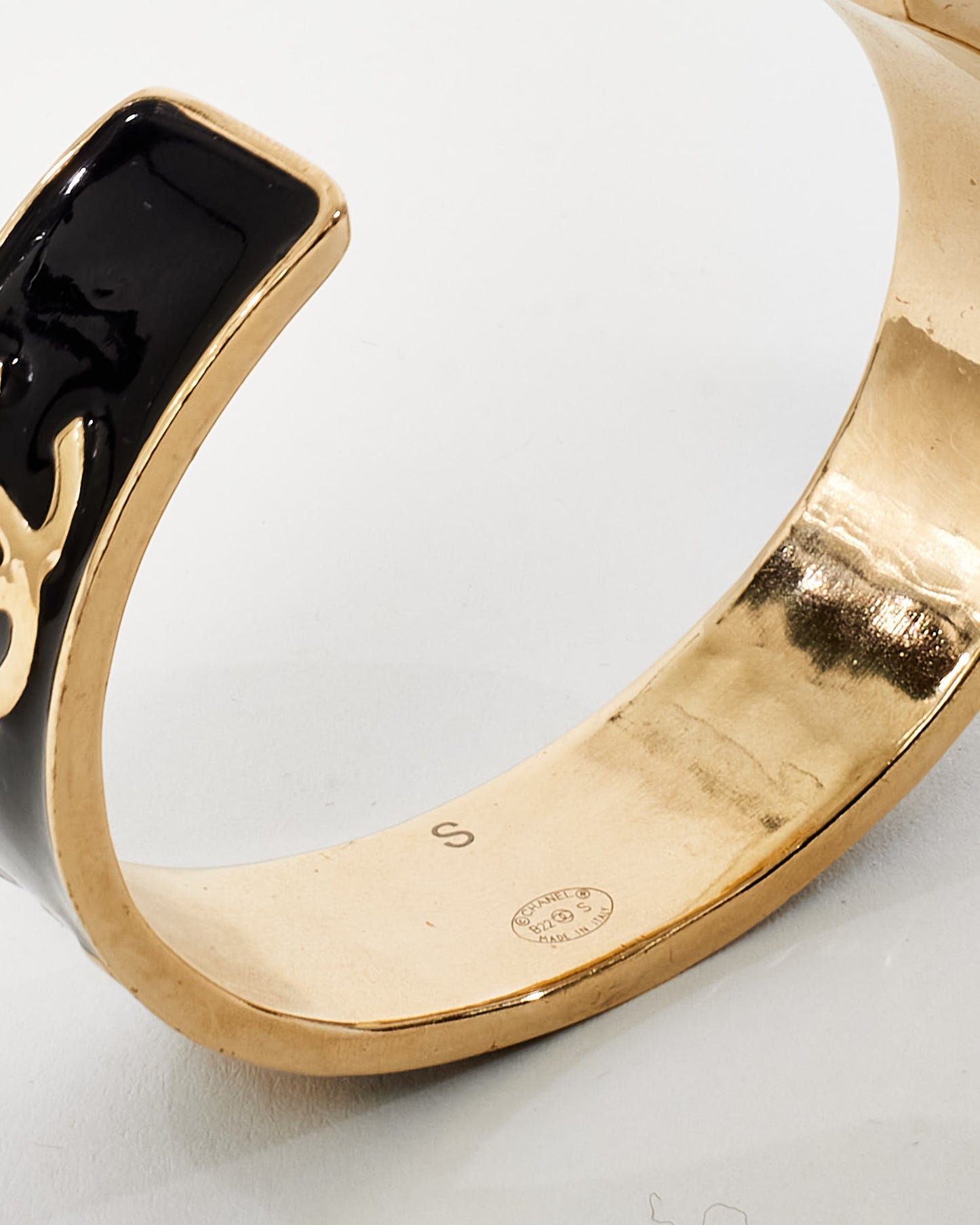 Chanel Gold & Black Enamel Logo 2022 Cuff - S