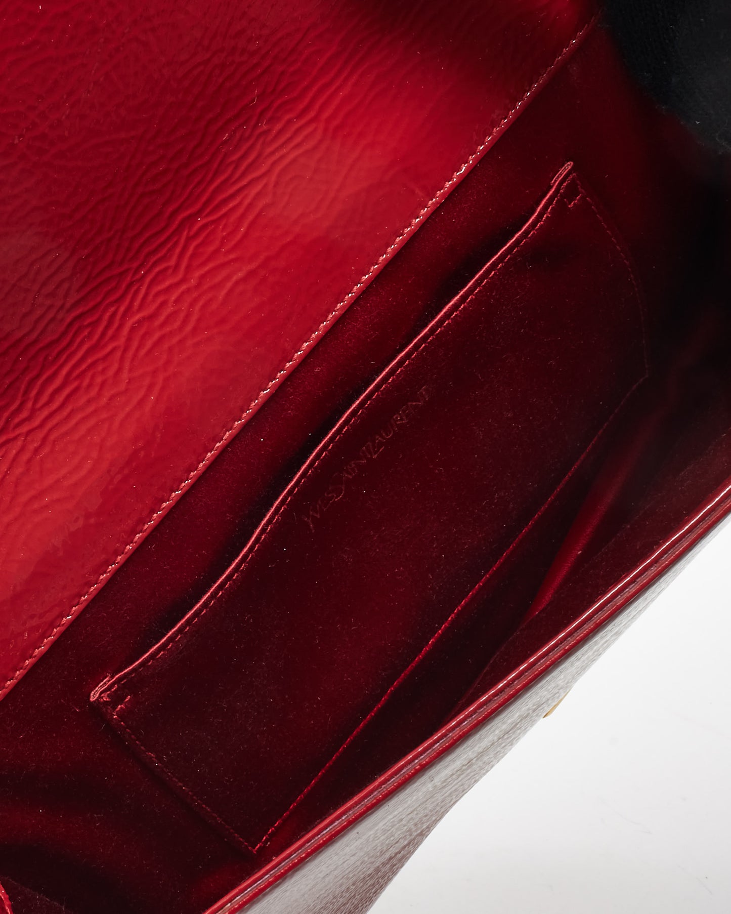 Saint Laurent Red Patent Leather YSL Belle De Jour Clutch Bag