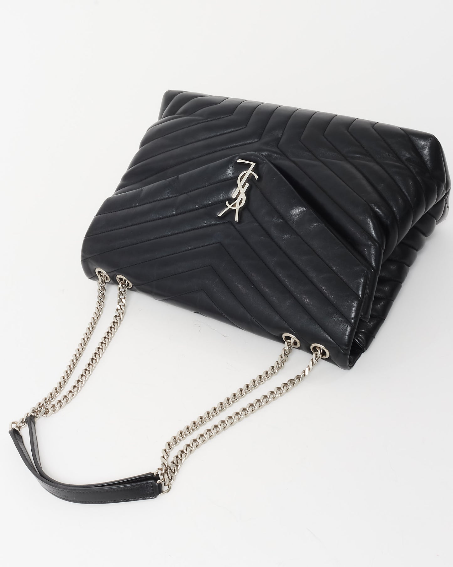 Saint Laurent Black Leather Large Loulou SHW Shoulder Bag