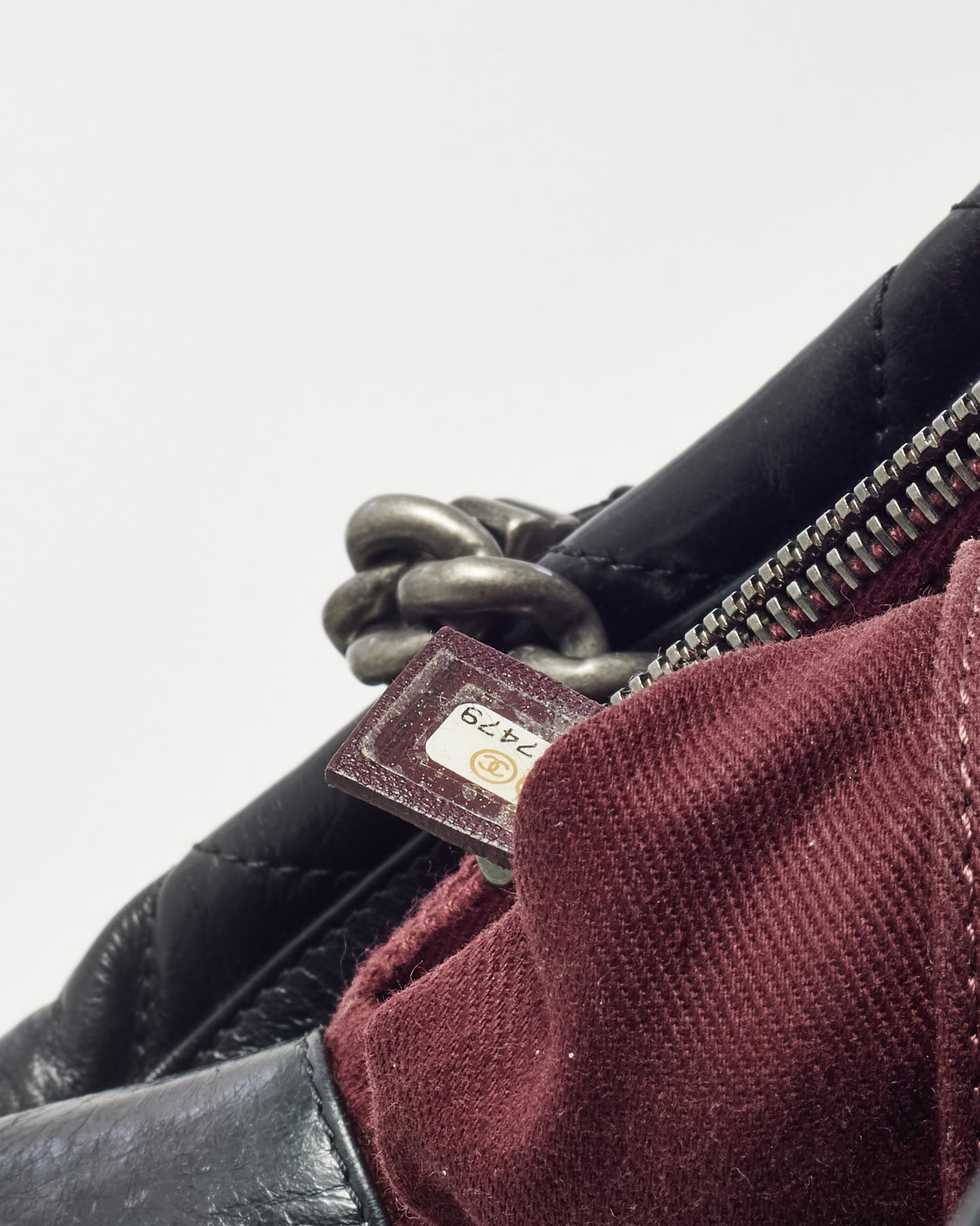 Chanel Black Glazed Quilted Calfskin Medium Name Plate Tote SHW