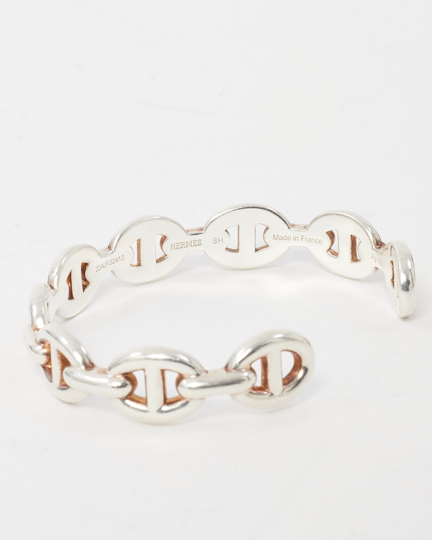 Hermès Sterling Silver Chaine D'Ancre Enchainee Cuff Bracelet - SH