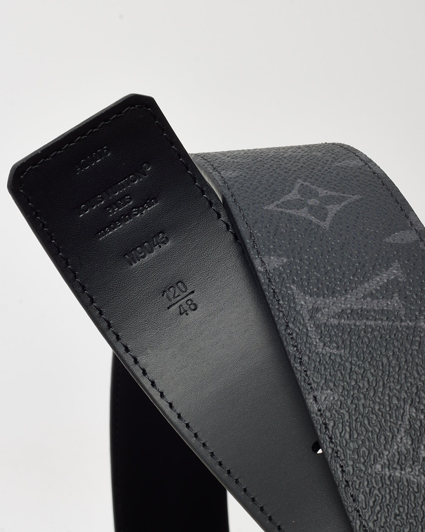 Louis Vuitton Black Monogram Eclipse Canvas and Leather Reversible Black LV Initiales 40mm Belt - 120/48