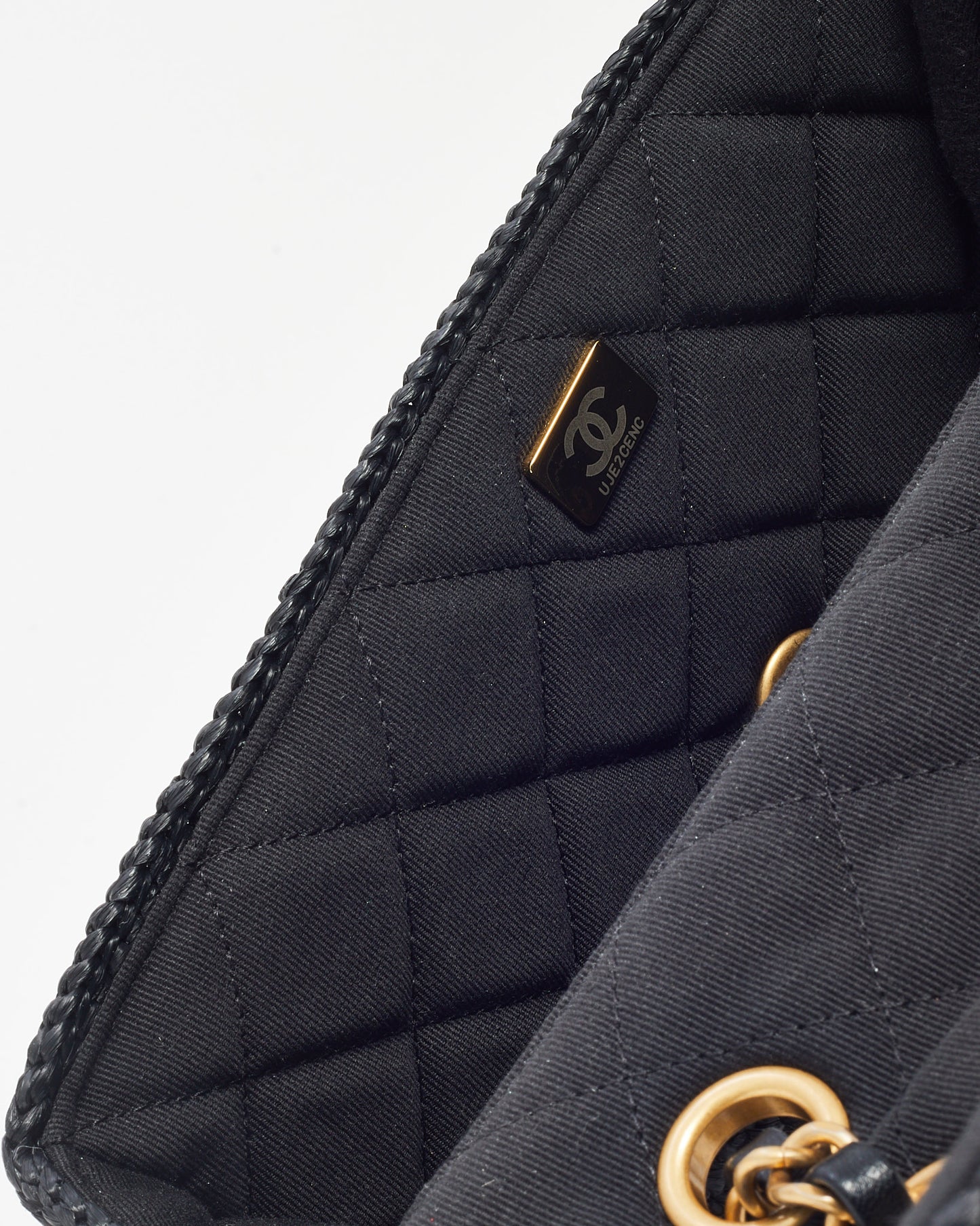 Chanel Black Raffia Small Dolce Raffia Flap Bag GHW