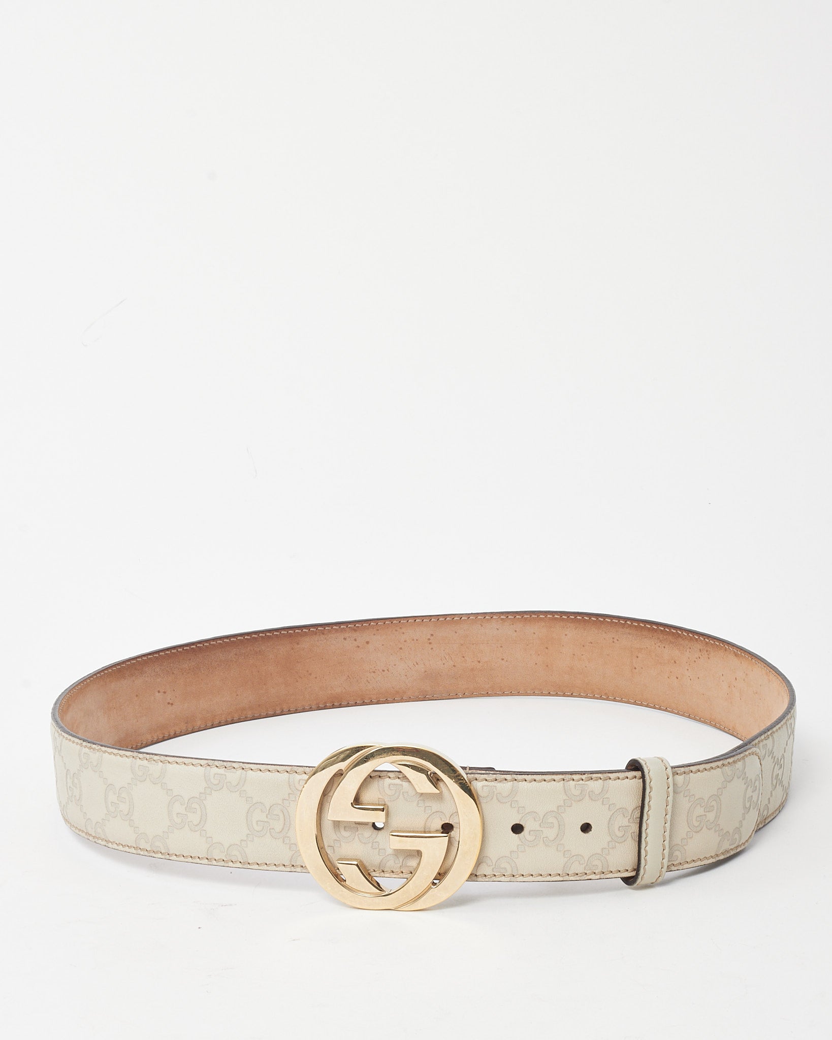 Buy Gucci White Monogram Signature G Leather Gold  display picture 1