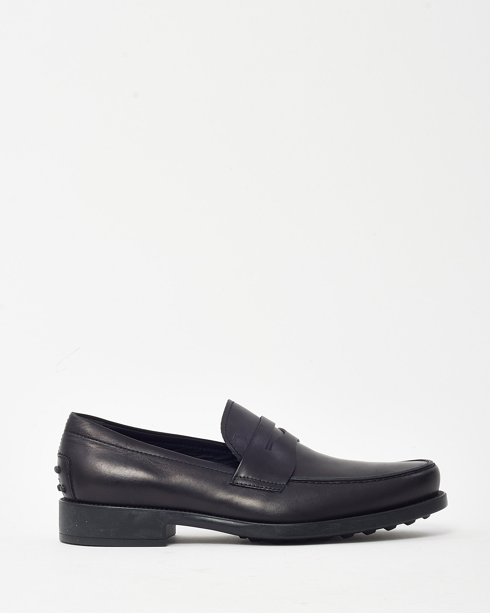 Buy Tod's Men Black Leather Gommino Penny Loafers - 7.5 MEN