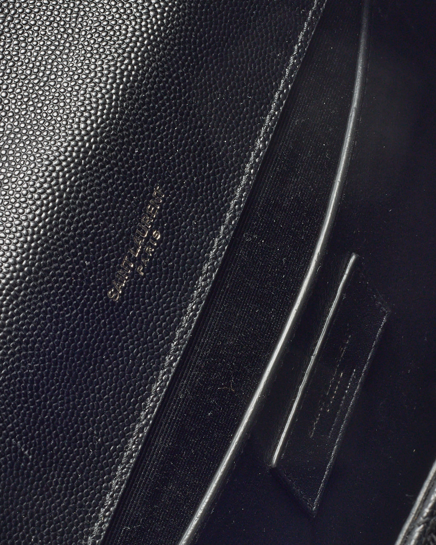 Saint Laurent Black Quilted Embossed Leather Medium Black YSL Logo Envelope Flap Bag