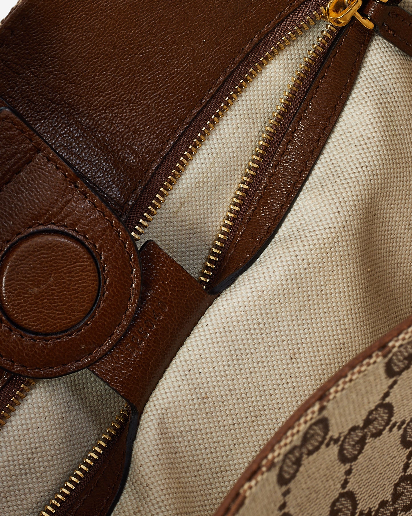 Gucci Beige and Brown GG Monogram Canvas Horsebit 1955 Tote Bag