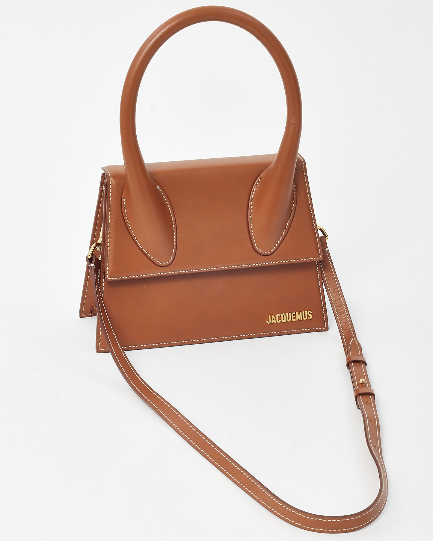Jacquemus Brown Tan Leather "Le Grand Chiquito" Bag w/ Strap