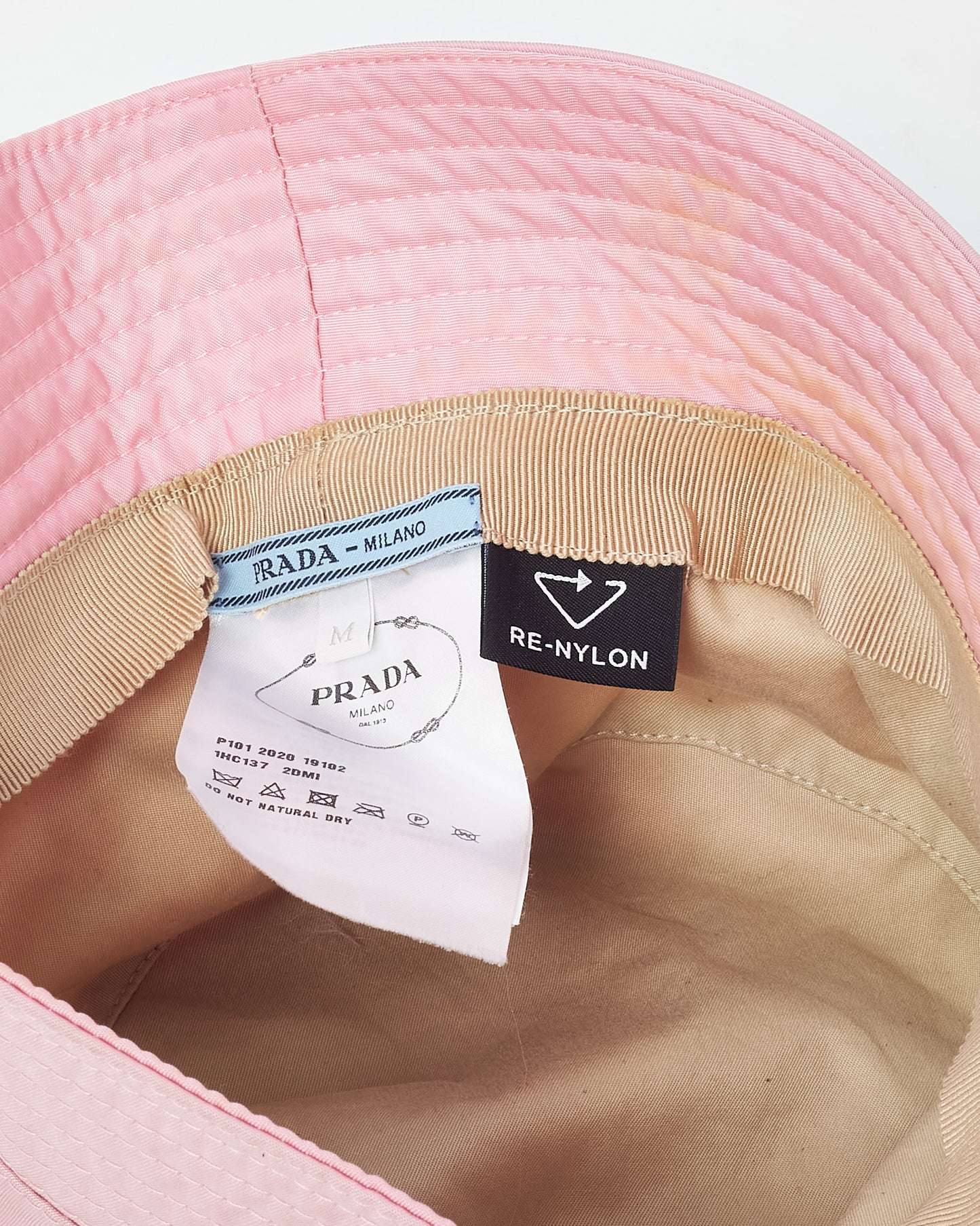 Prada Pink Nylon Logo Bucket Hat - M