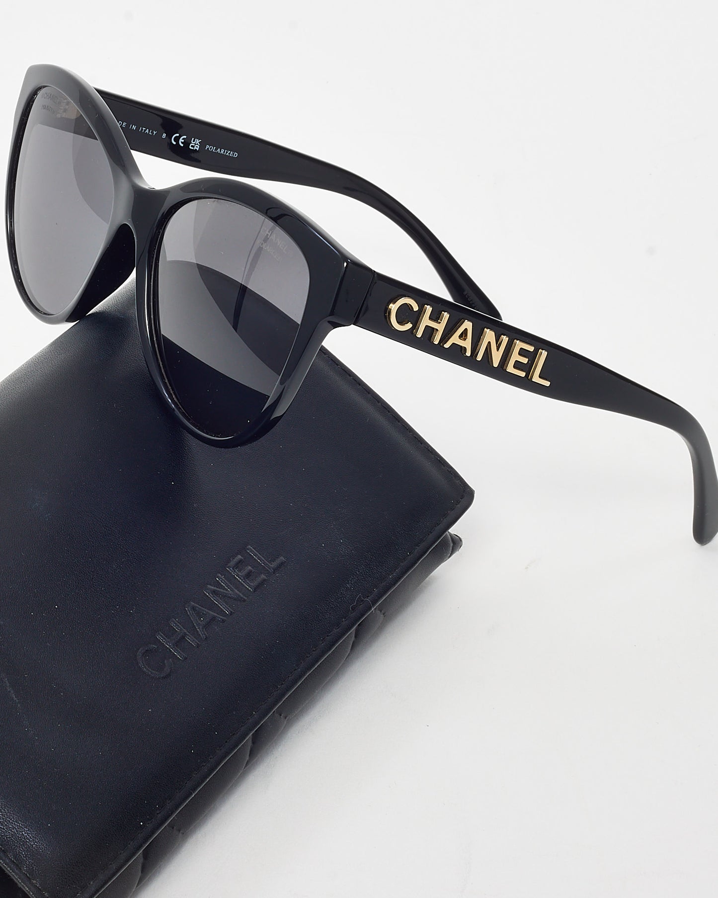 Chanel Black Acetate Gold CHANEL 5458 Butterfly Pantos Sunglasses