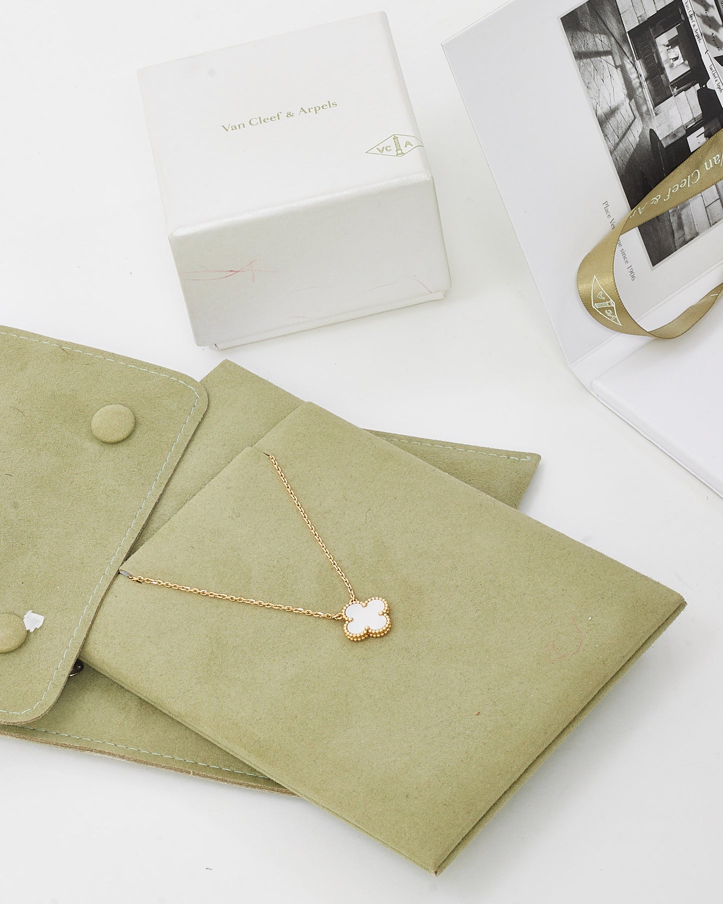 Van Cleef & Arpels 18K Yellow Gold and Mother-of-Pearl Vintage Alhambra Necklace