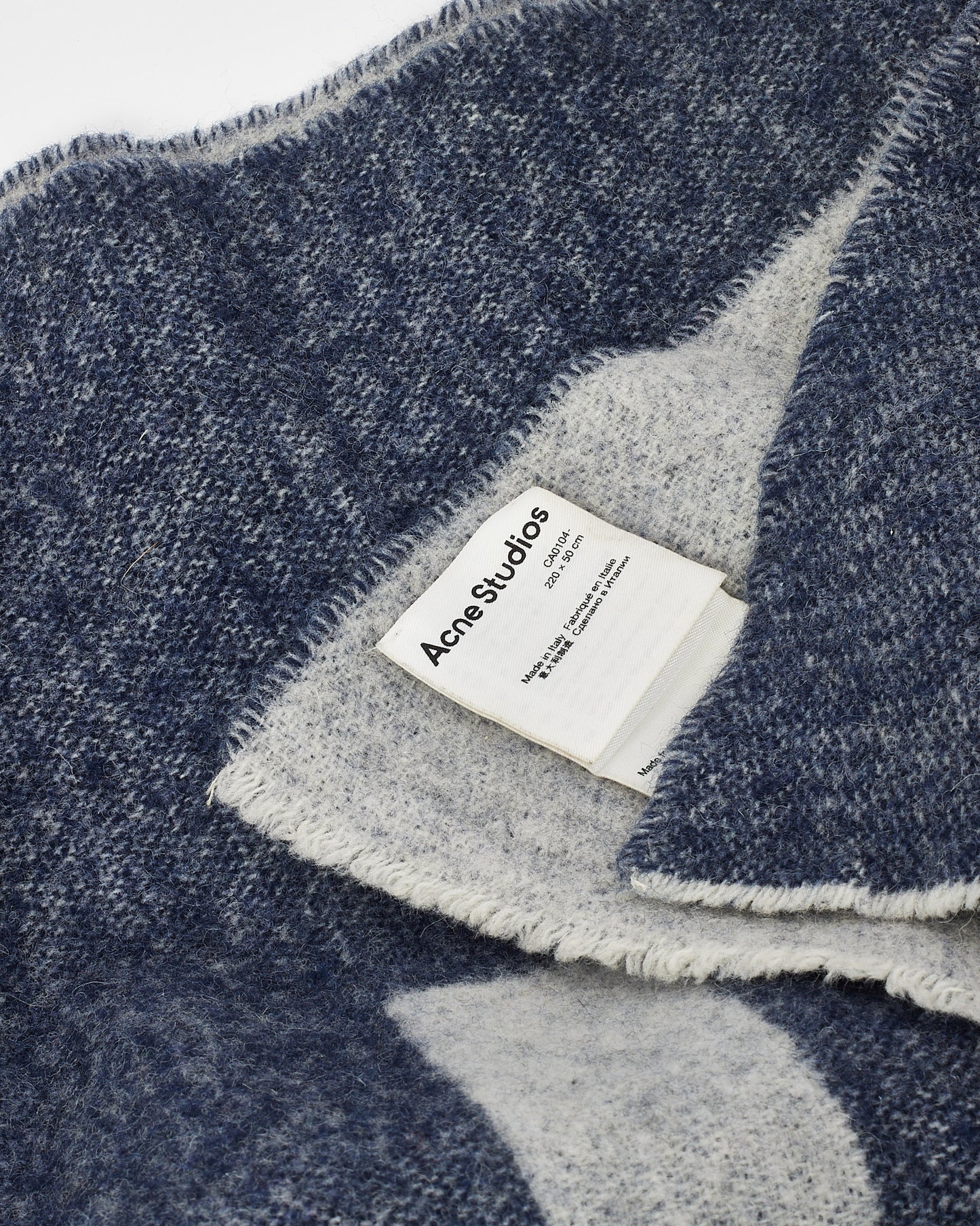 Acne Studios Navy and Grey Wool-Blend Toronty Logo Jacquard Scarf