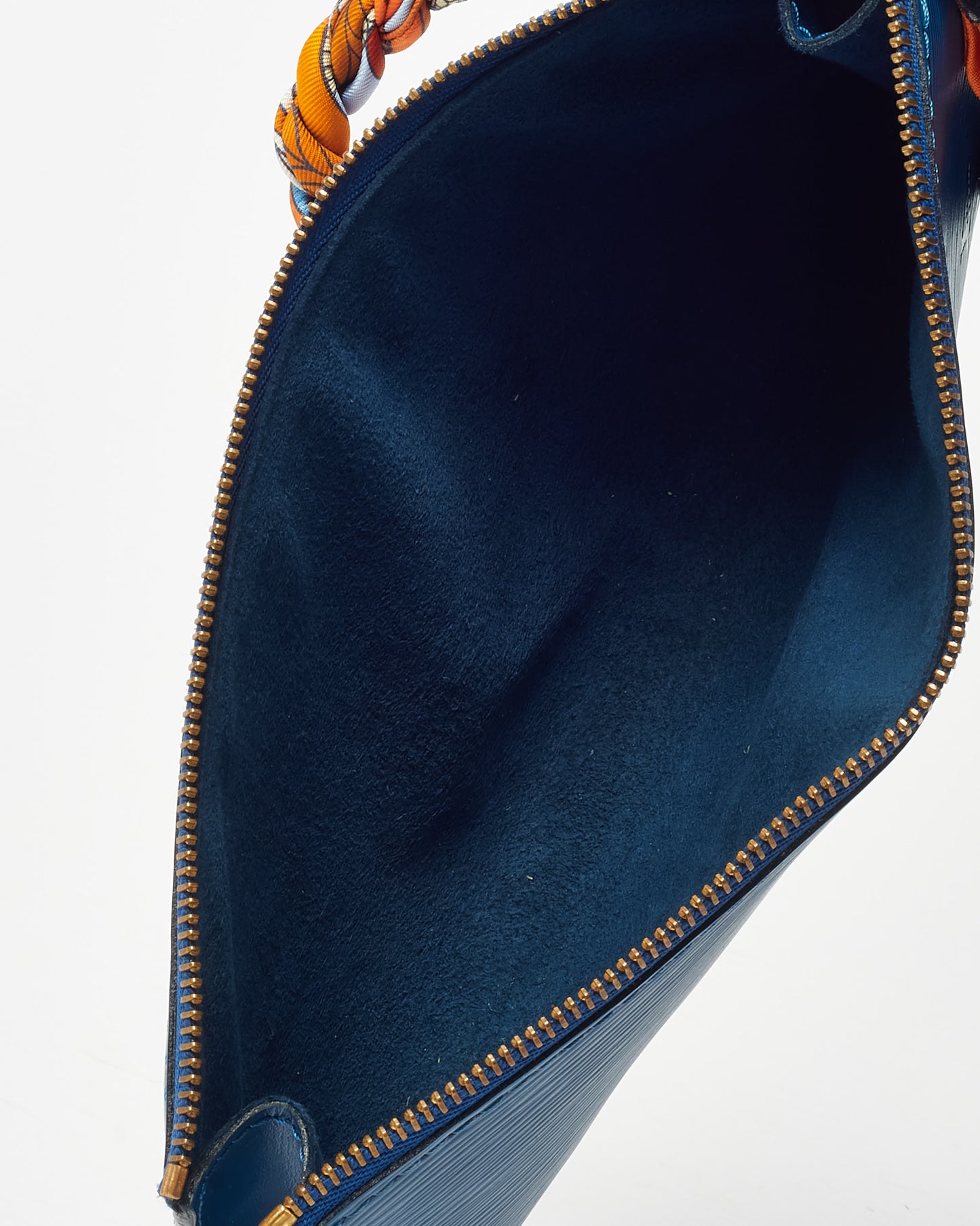 Louis Vuitton Navy Epi Leather Pochette with Hermès Orang Multi Twilly Strap