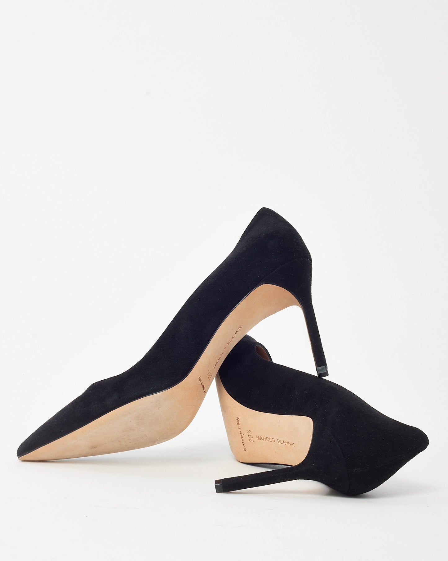 Manolo Blahnik Black Suede Pointed Toe BB Pumps - 38.5