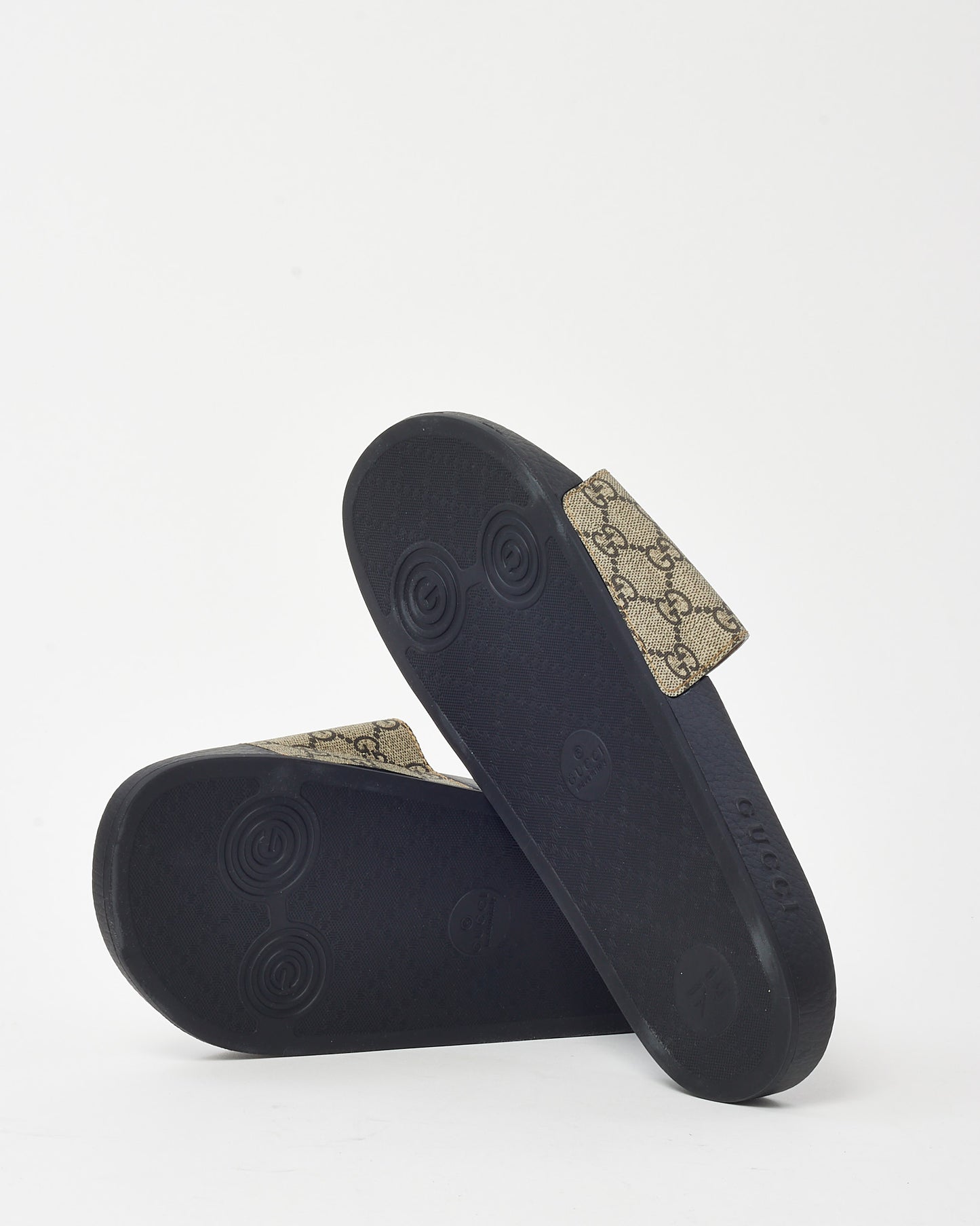 Gucci Men's Beige GG Monogram Coated Canvas Wolf Head Slide Sandals - 9 MEN