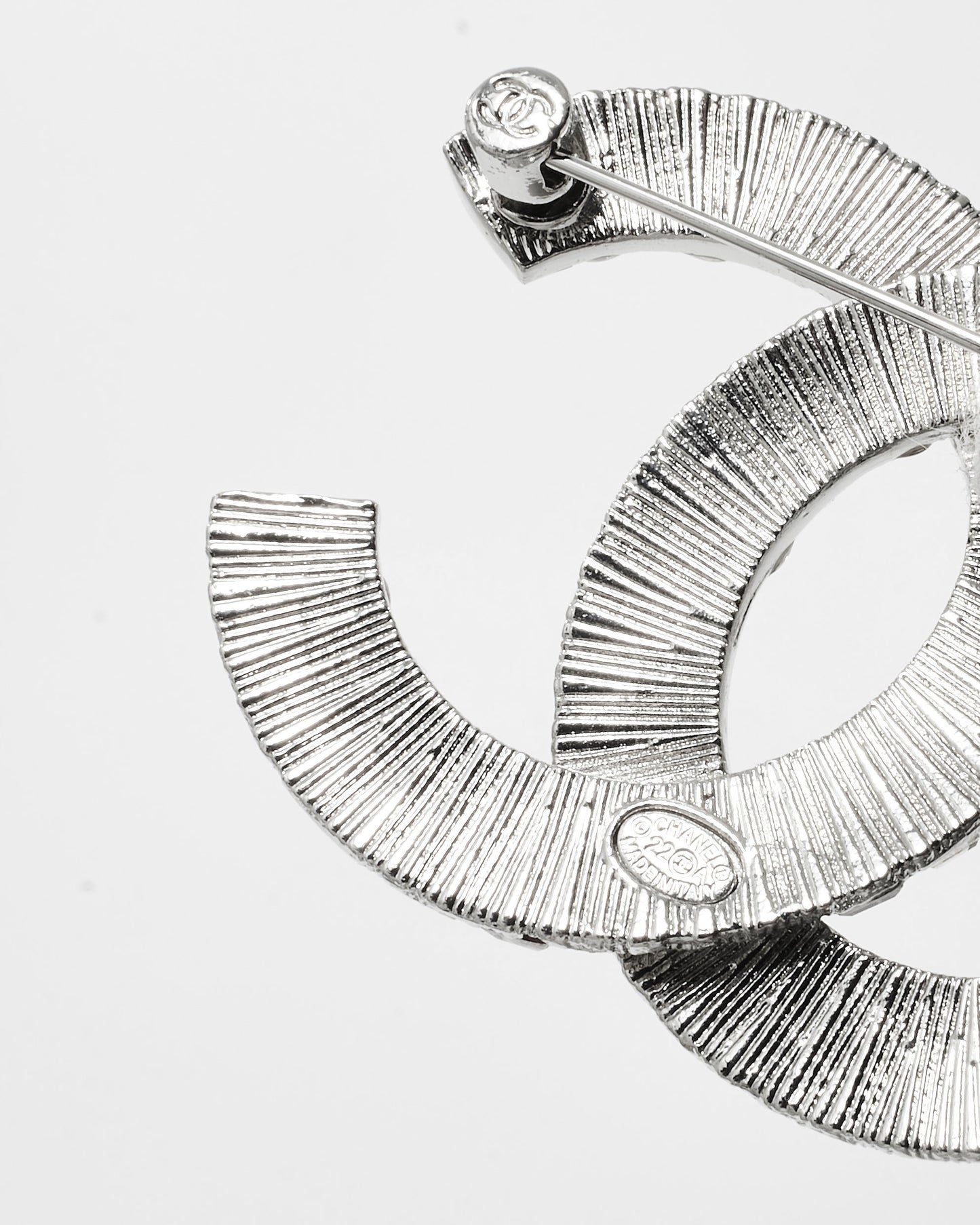 Chanel Silver Baguette Crystal Brooch