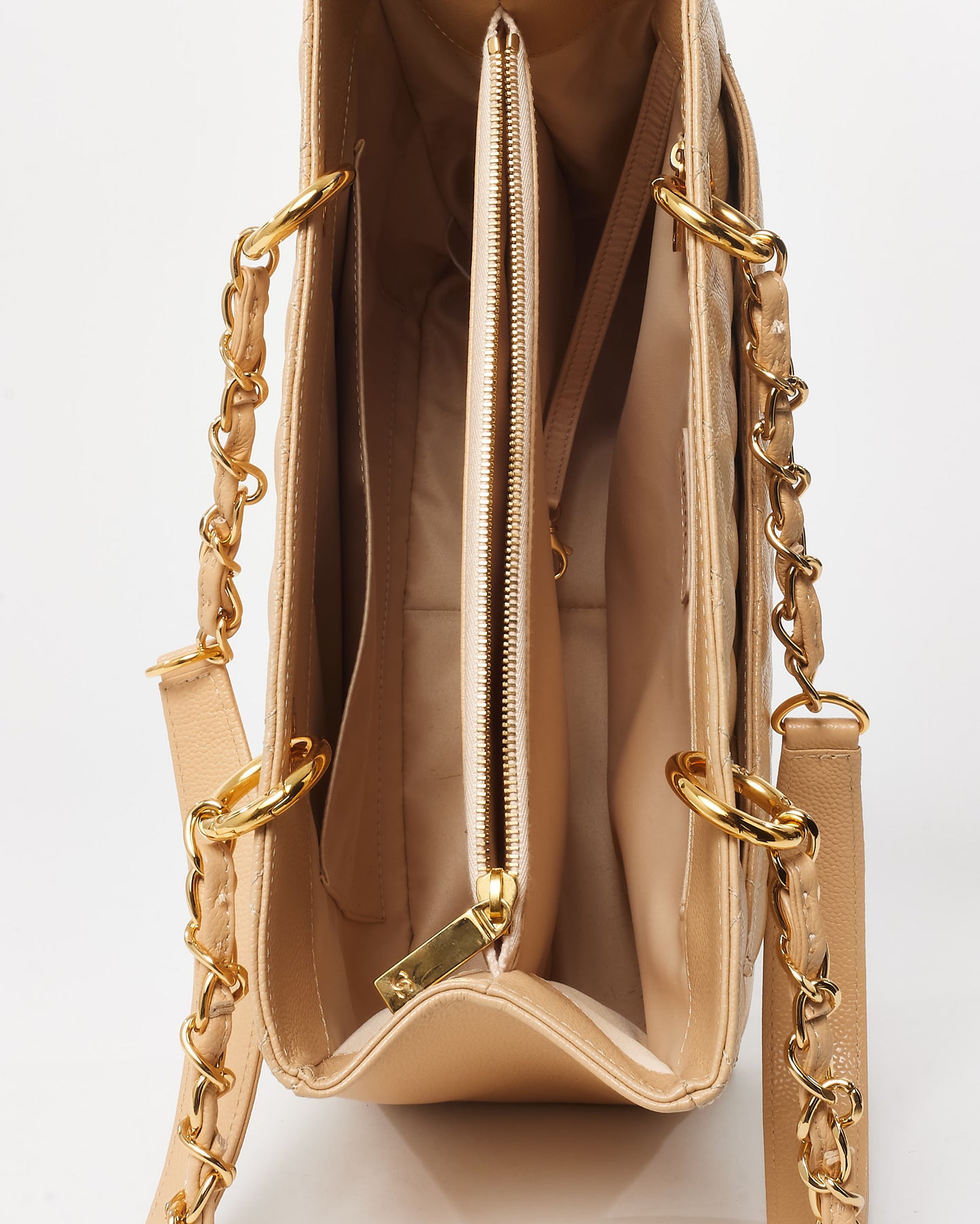 Chanel Beige Caviar Leather GST Shopper Tote