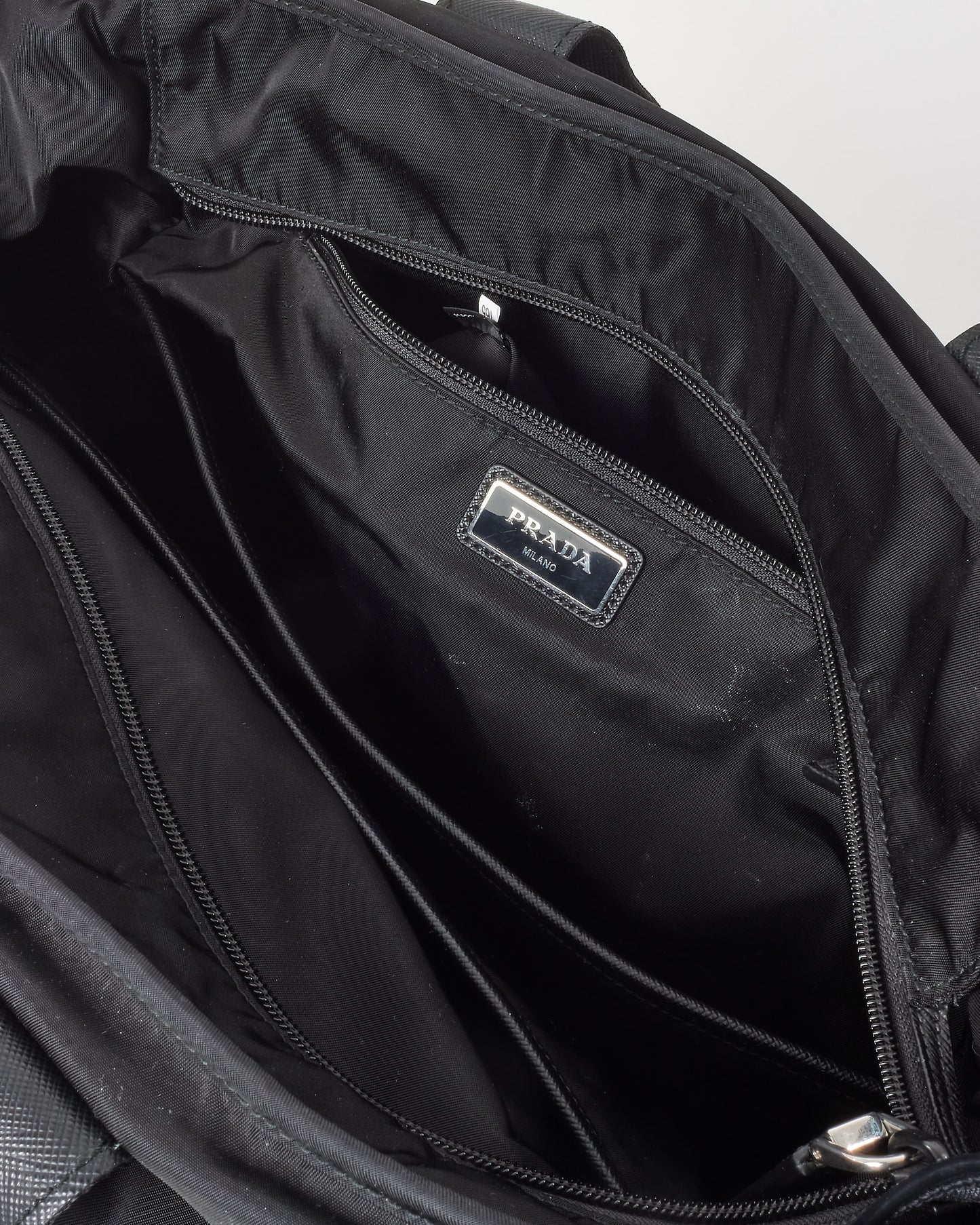 Prada Black Nylon Double Front Pocket Top Handle 2Way Carry on Bag