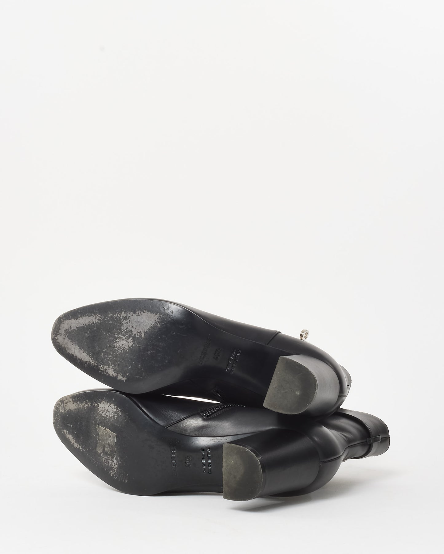 Hermès Black Smooth Leather Kelly Buckle Saint Germain Ankle Boots - 40.5