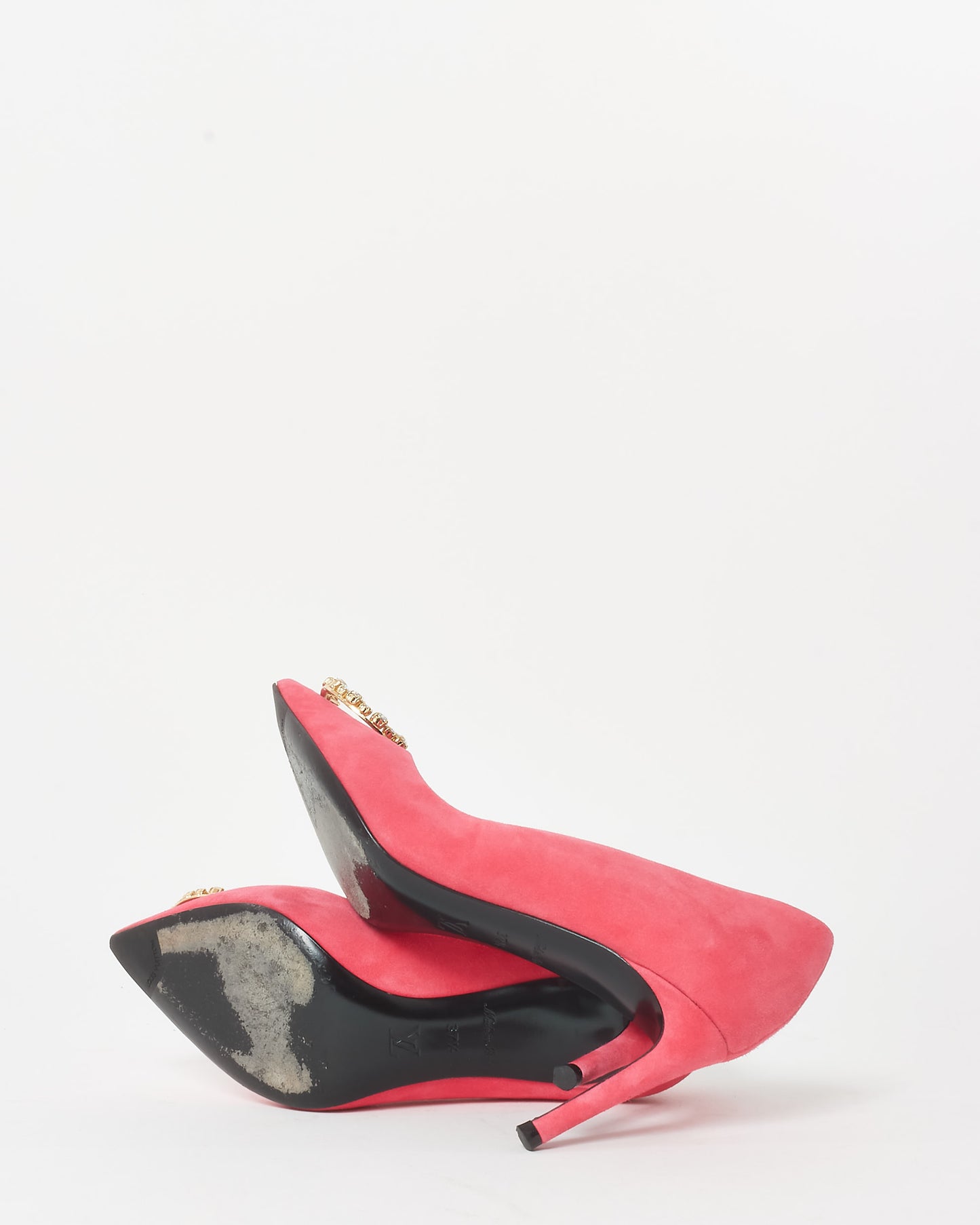 Louis Vuitton Pink Suede Crystal Madeleine Pumps - 37.5