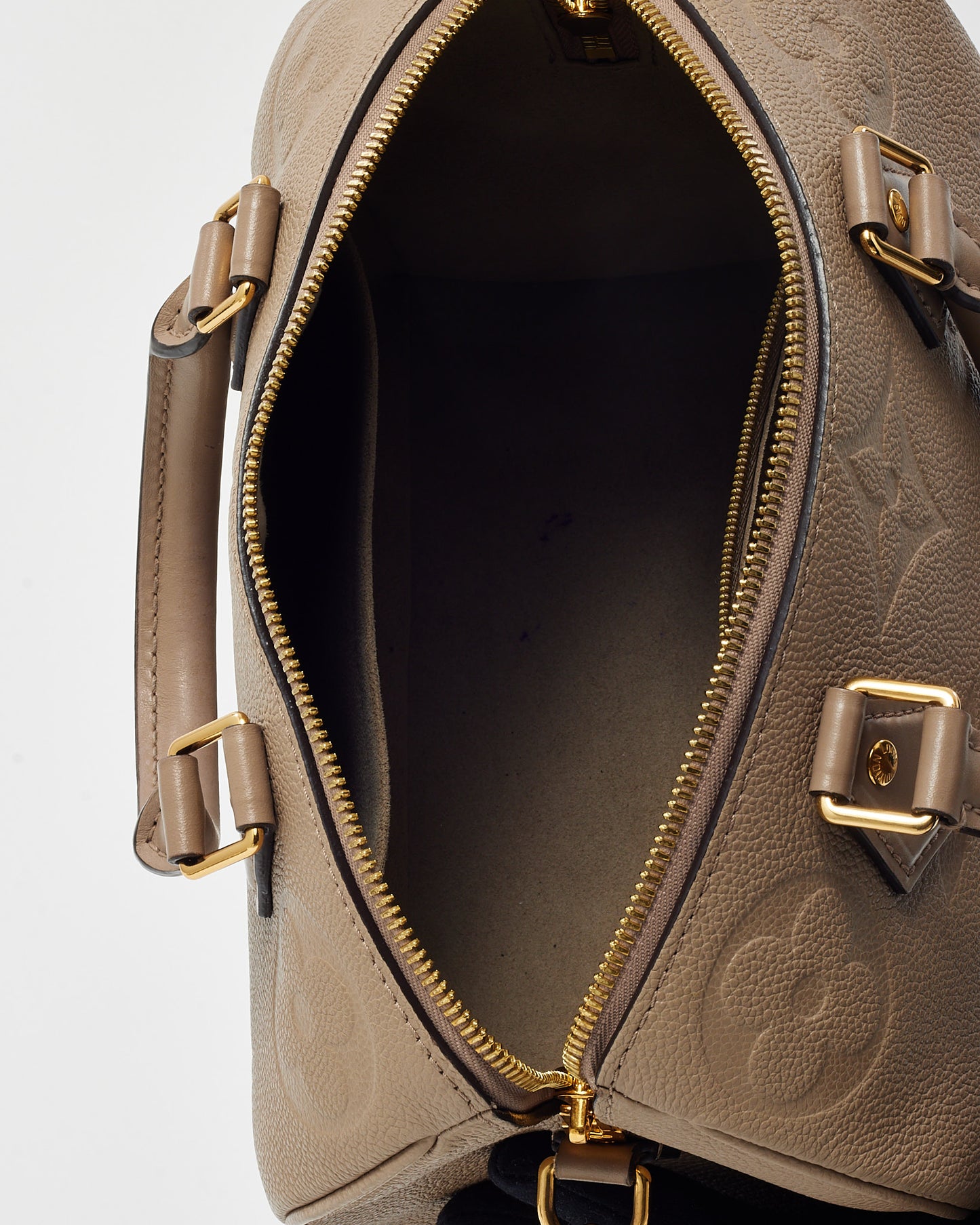 Louis Vuitton Taupe Turtledove Oversized Monogram Empreinte Leather Speedy Bandoulière 25