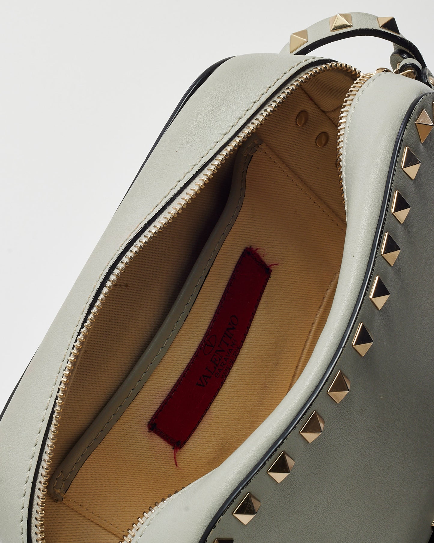 Valentino Pale Blue Leather GHW Rockstud Camera Bag