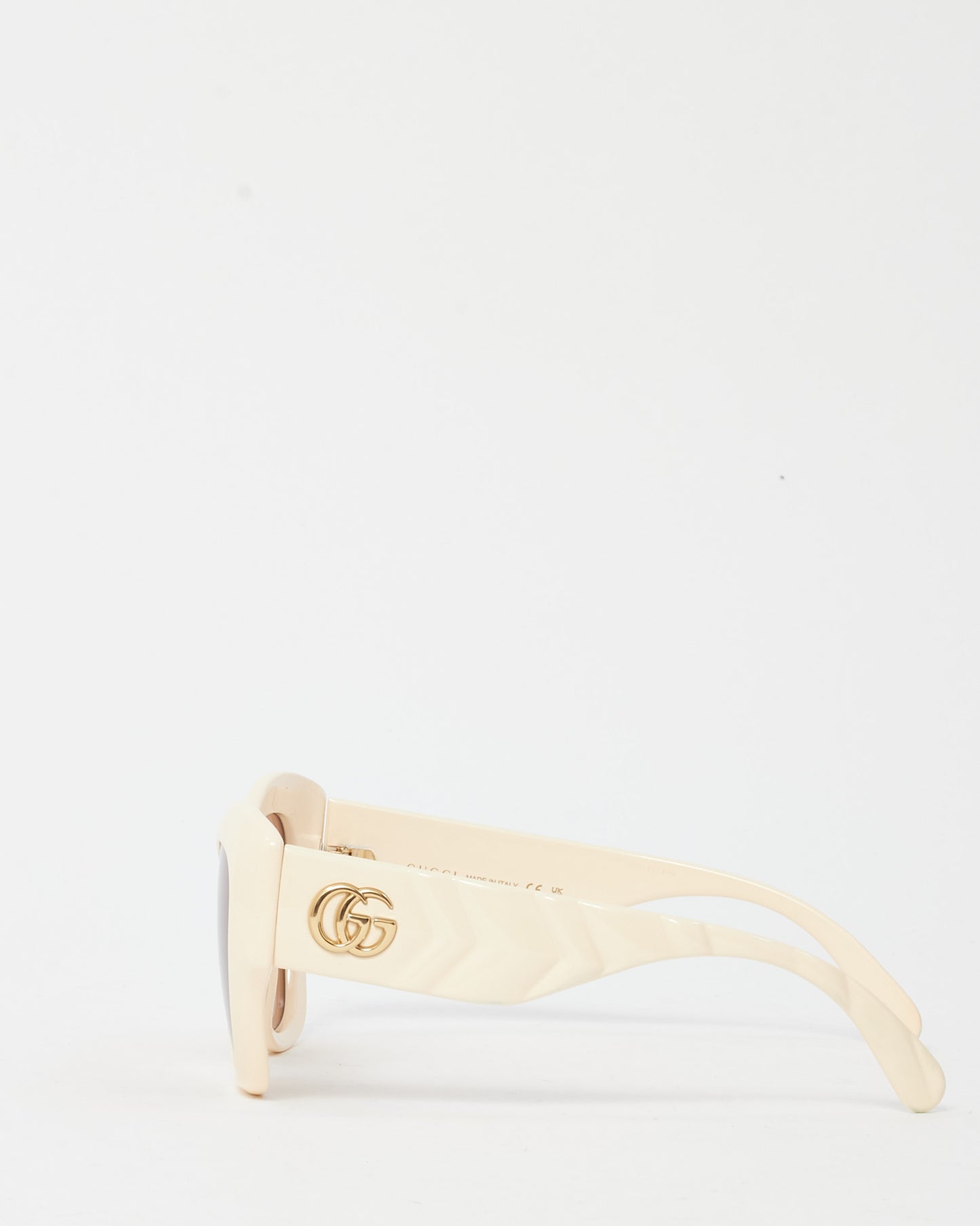 Gucci Cream GG0808S GG Logo Oversize Butterfly Sunglasses