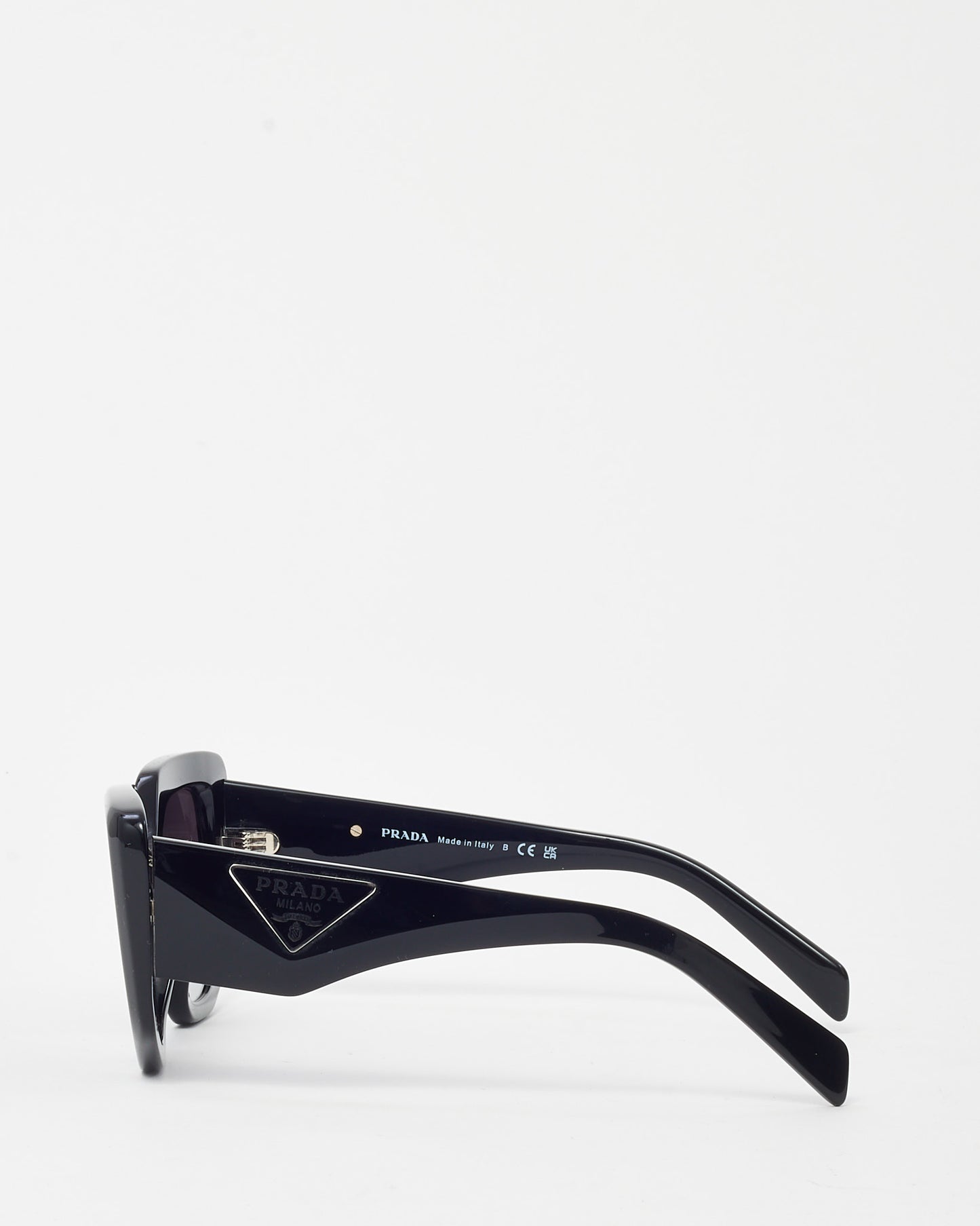 Prada Black Acetate PR 14ZS Oversize Triangle Logo Sunglasses