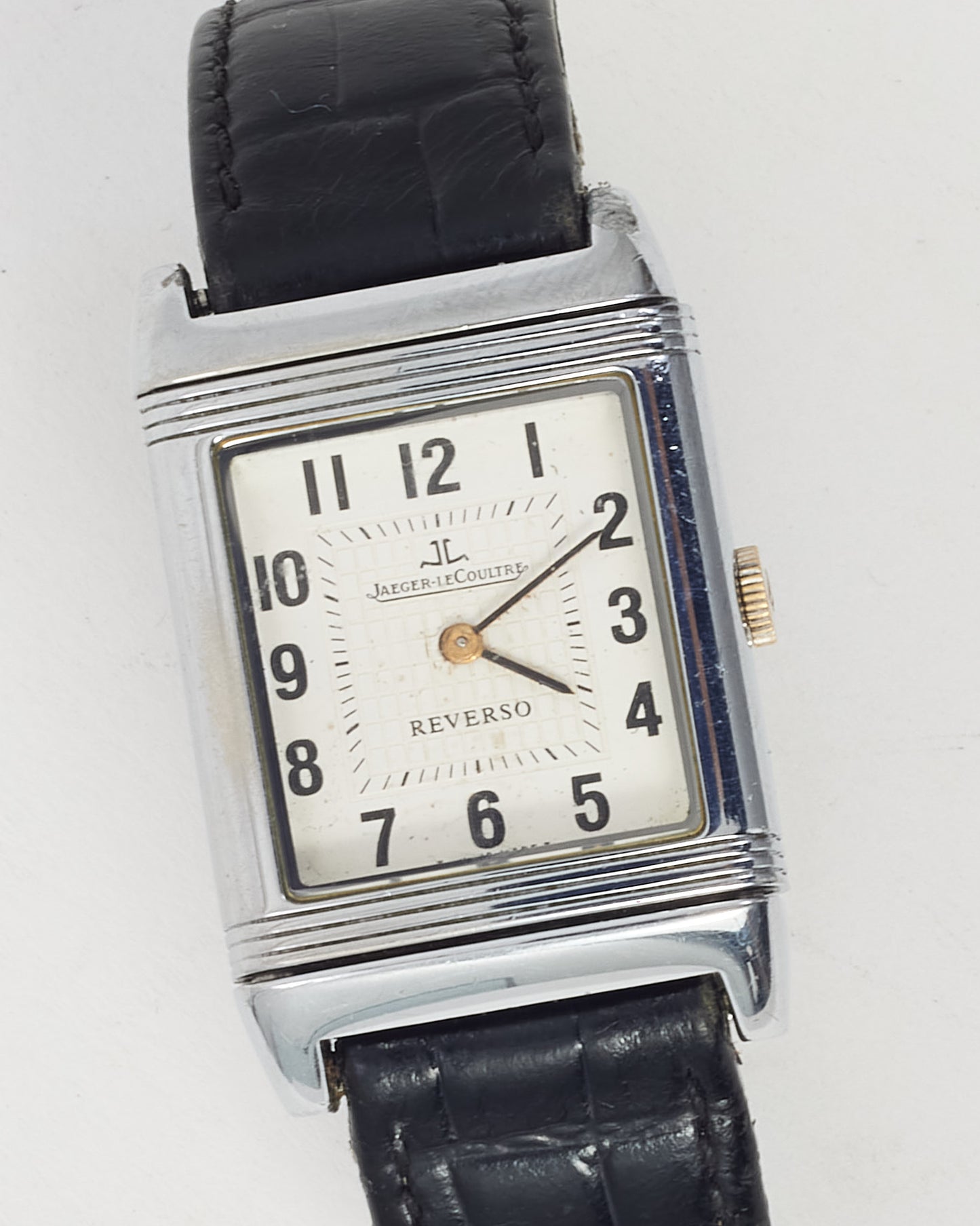 Jaeger-Lecoultre Stainless Steel Black Croc Leather Reverso Classic 28mm Watch