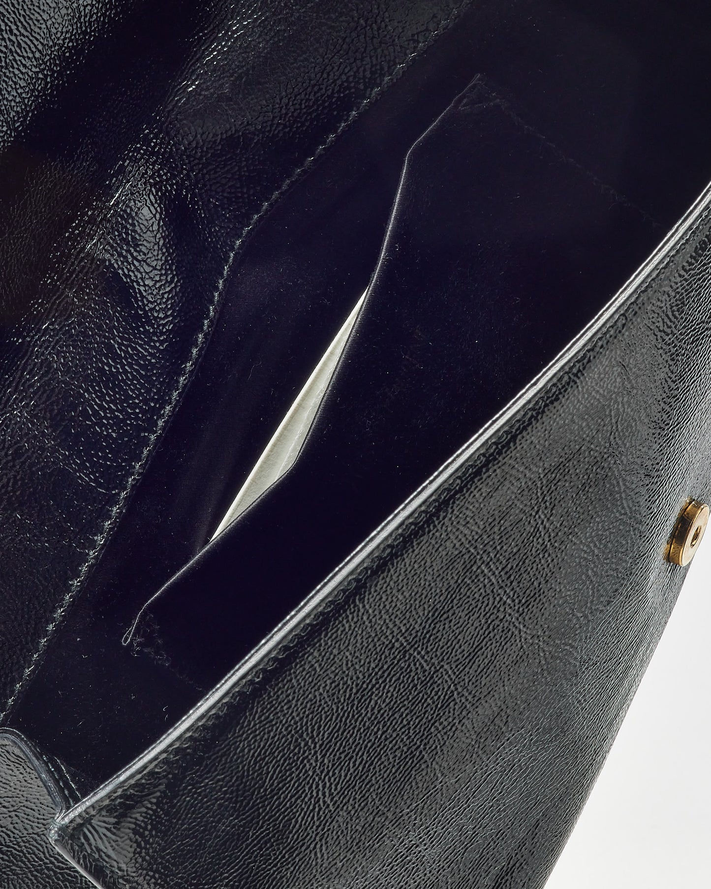Saint Laurent Black Crinkled Patent Leather YSL Belle De Jour Clutch Bag